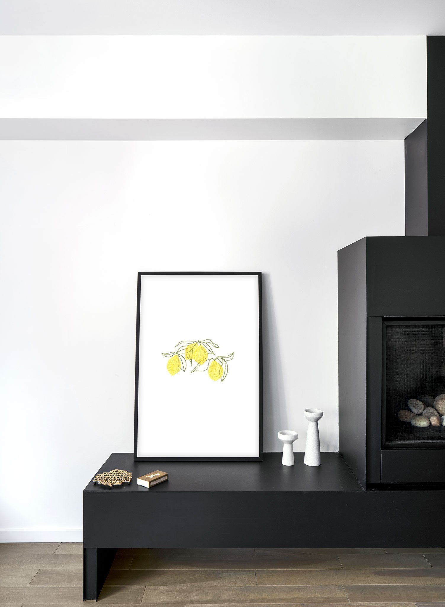 Modern minimalist poster by Opposite Wall with Lemon Leaves illustration - living room
