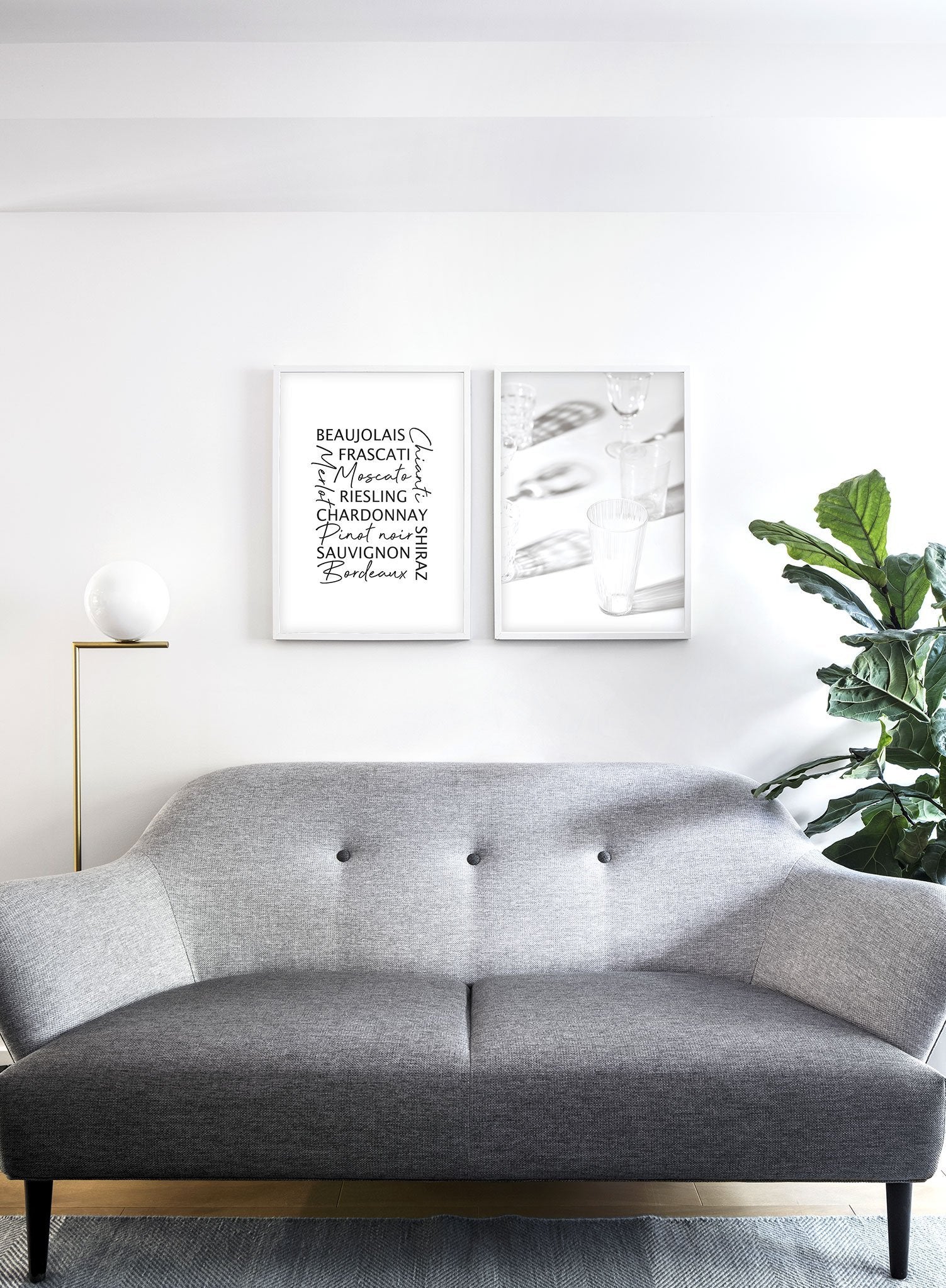 Modern minimalist poster by Opposite Wall with Wine Wednesday typography - duo - living room