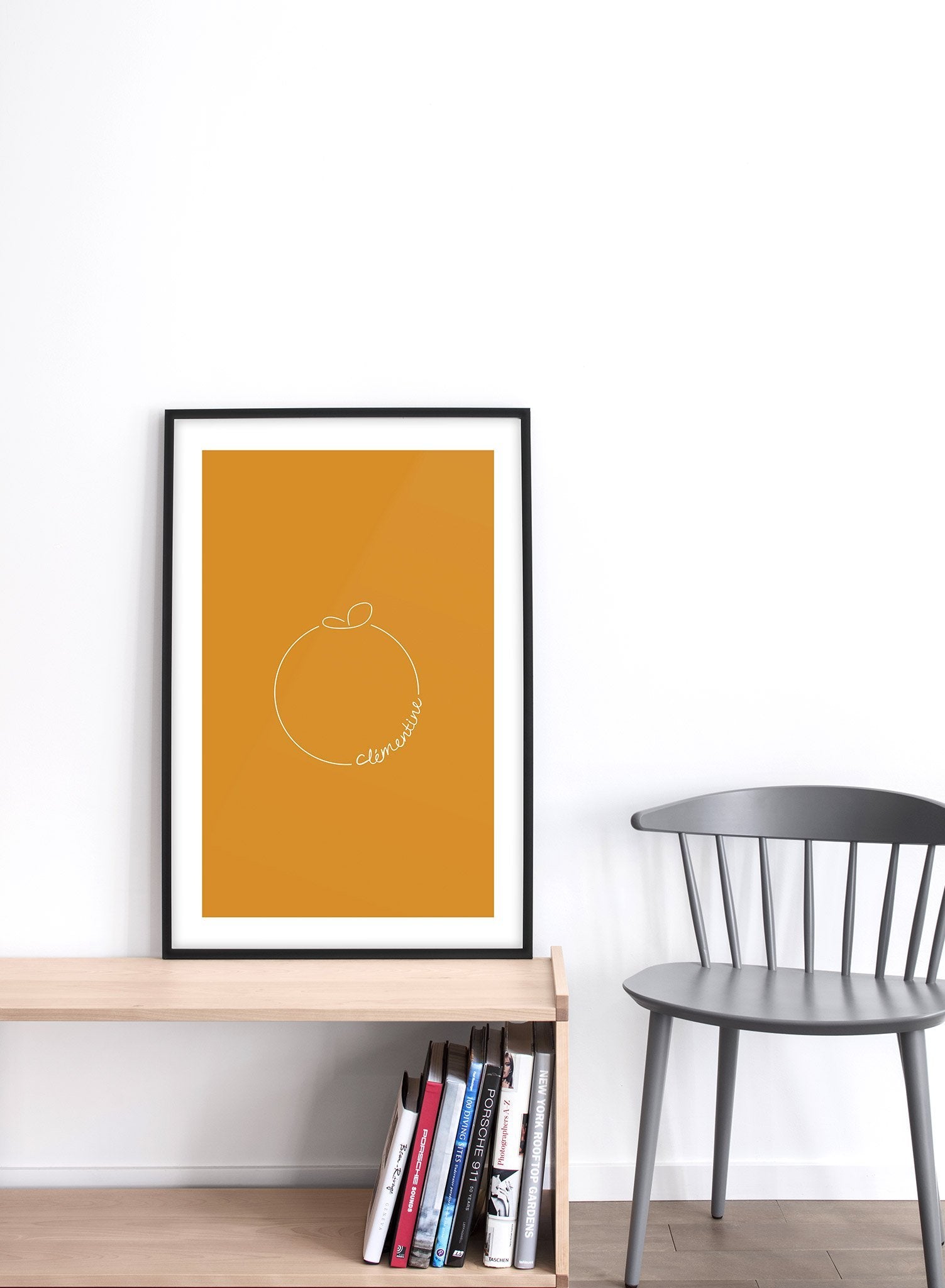 Modern minimalist poster by Opposite Wall with clementine orange food illustration - entryway