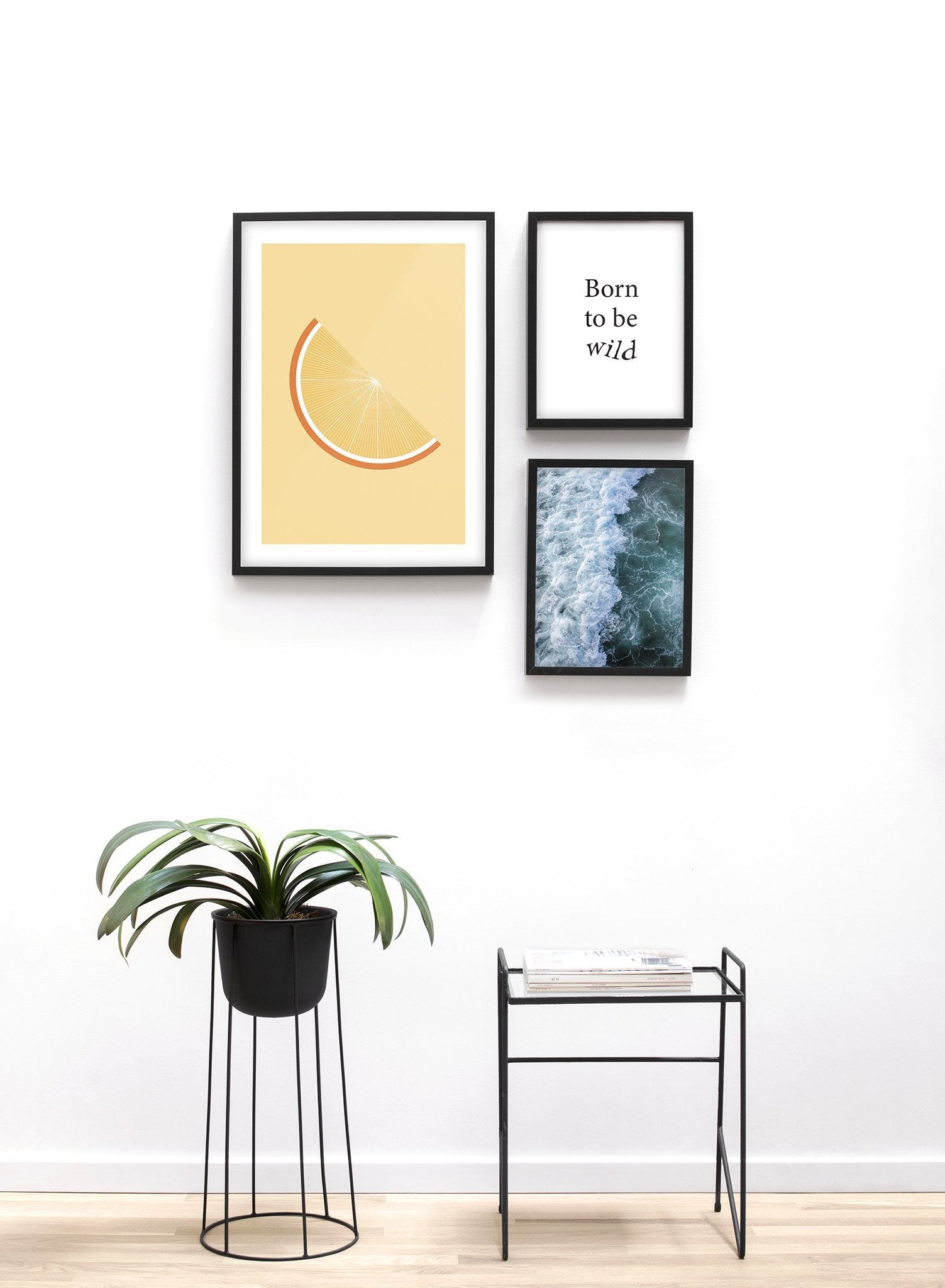 Modern minimalist poster by Opposite Wall with illustration of orange slice - trio - entryway