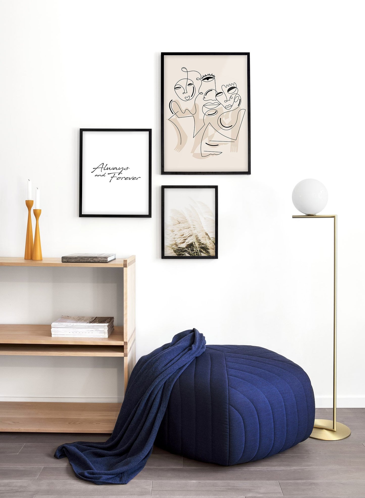 Scandinavian poster by Opposite Wall with abstract line art illustration Eye See You - Trio - Entryway