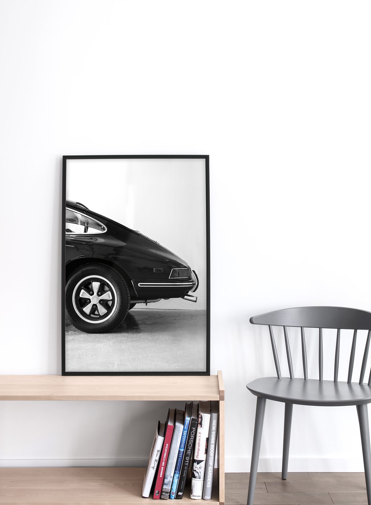 Modern minimalist poster by Opposite Wall with black and white photography of Porsche car - Lifestyle - Entryway