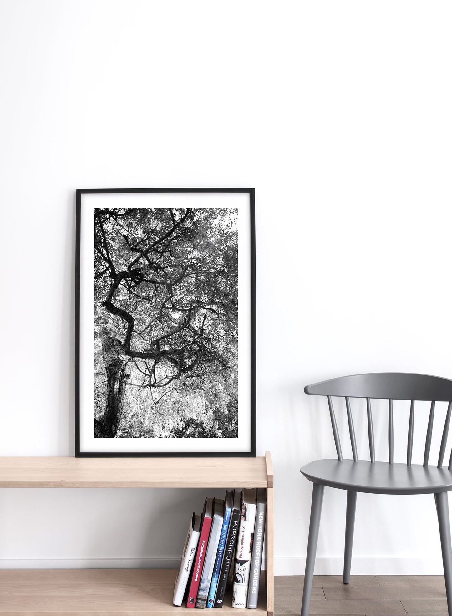 Modern minimalist poster by Opposite Wall with black and white photography of dense foliage - Lifestyle - Entryway