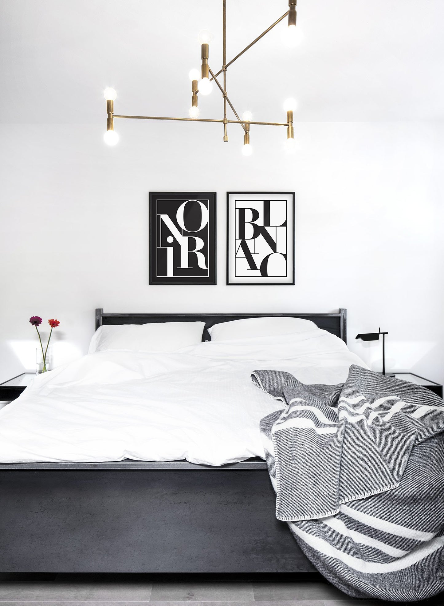 Modern minimalist poster by Opposite Wall with typography of Noir - Lifestyle Duo - Bedroom