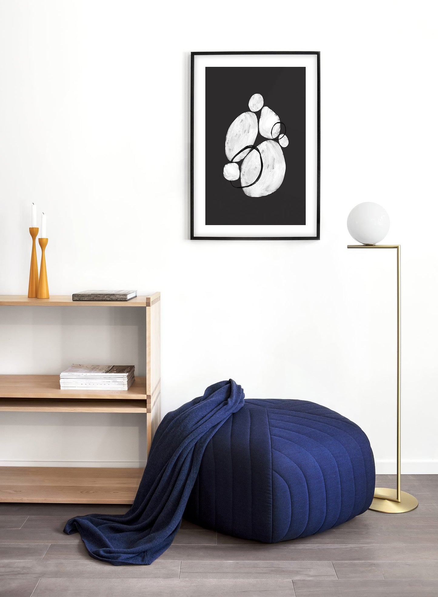 Modern minimalist poster by Opposite Wall with graphic illustration of pebbles - Lifestyle - Living Room