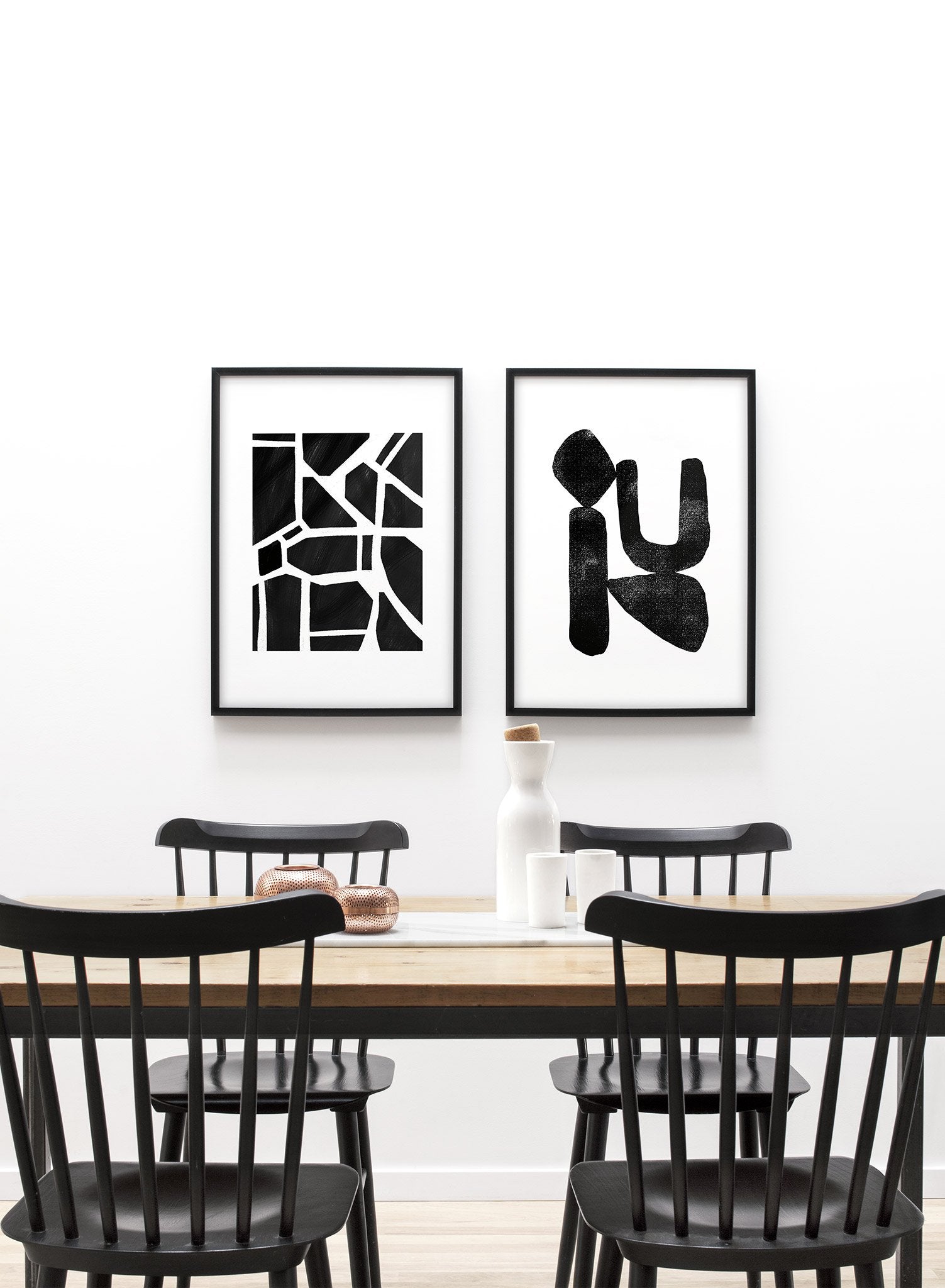 Modern minimalist poster by Opposite Wall with abstract I and U letters - Lifestyle Duo - Dining Room