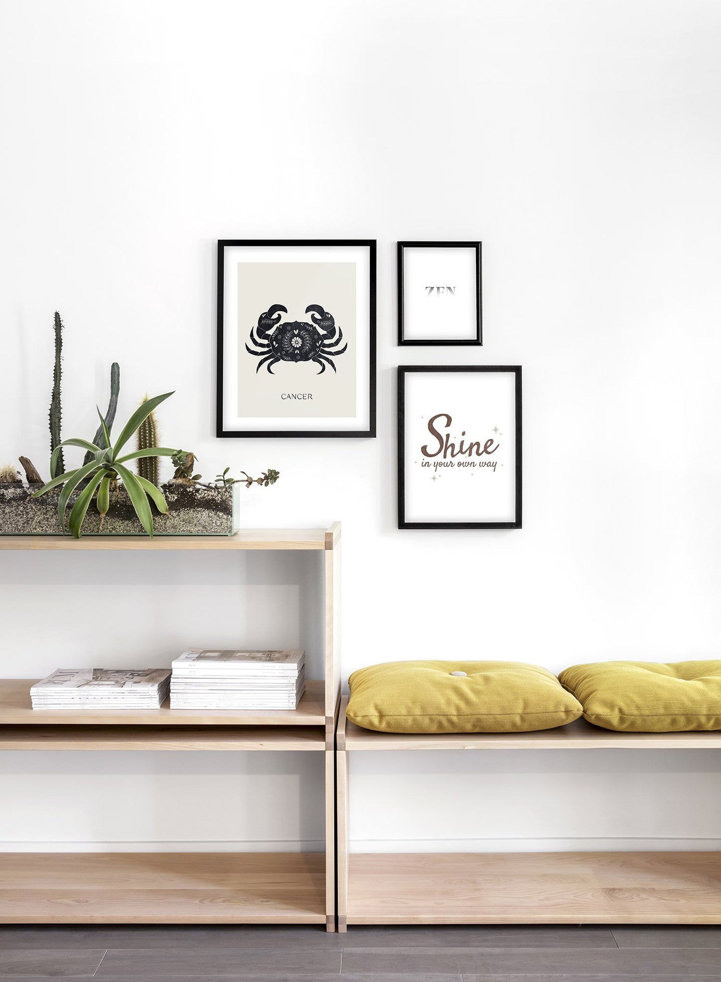 Celestial Illustration poster by Opposite Wall with horoscope zodiac symbol of Cancer crab - Lifestyle Trio - Entryway