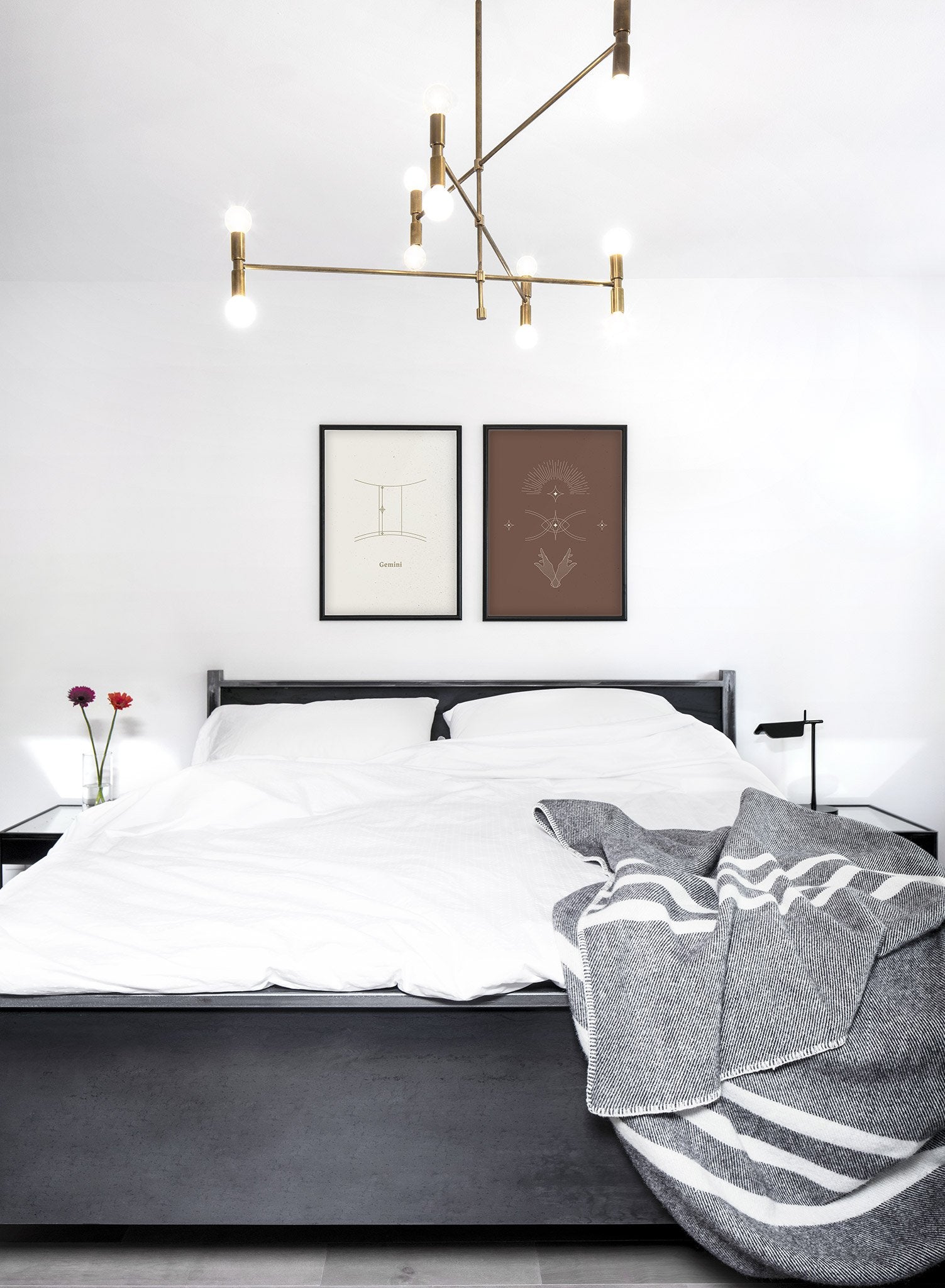 Minimalist celestial illustration poster by Opposite Wall with Gemini symbol - Lifestyle Duo - Bedroom