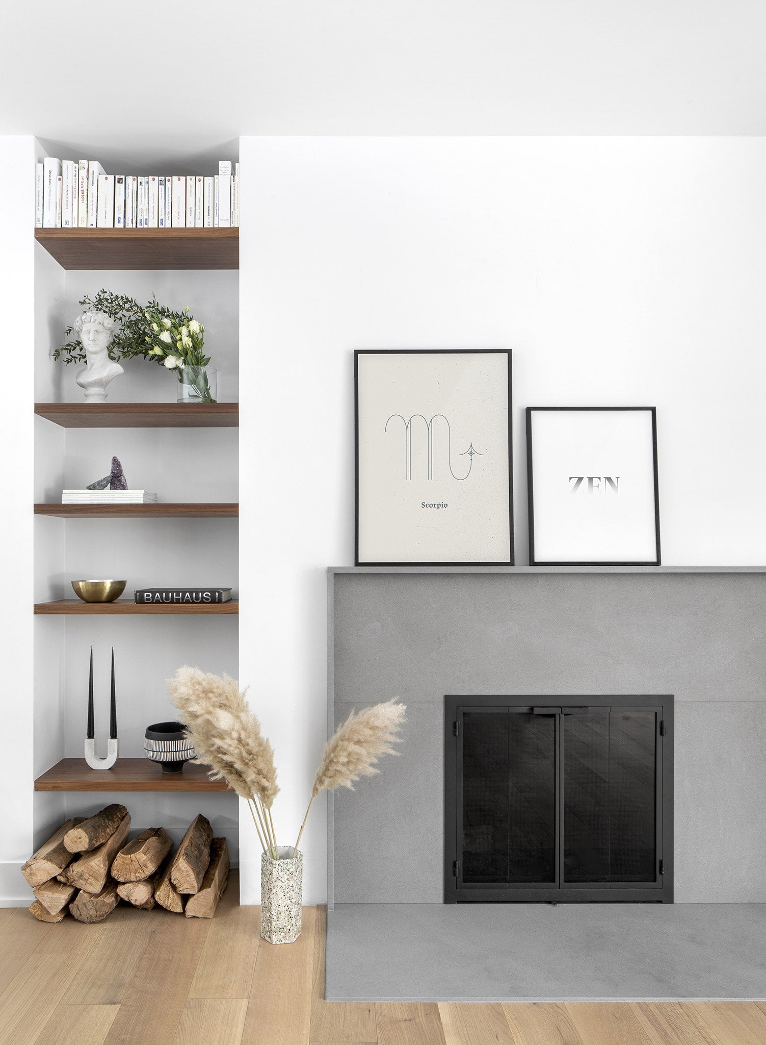 Minimalist celestial illustration poster by Opposite Wall with Scorpio symbol - Lifestyle Duo - Living Room