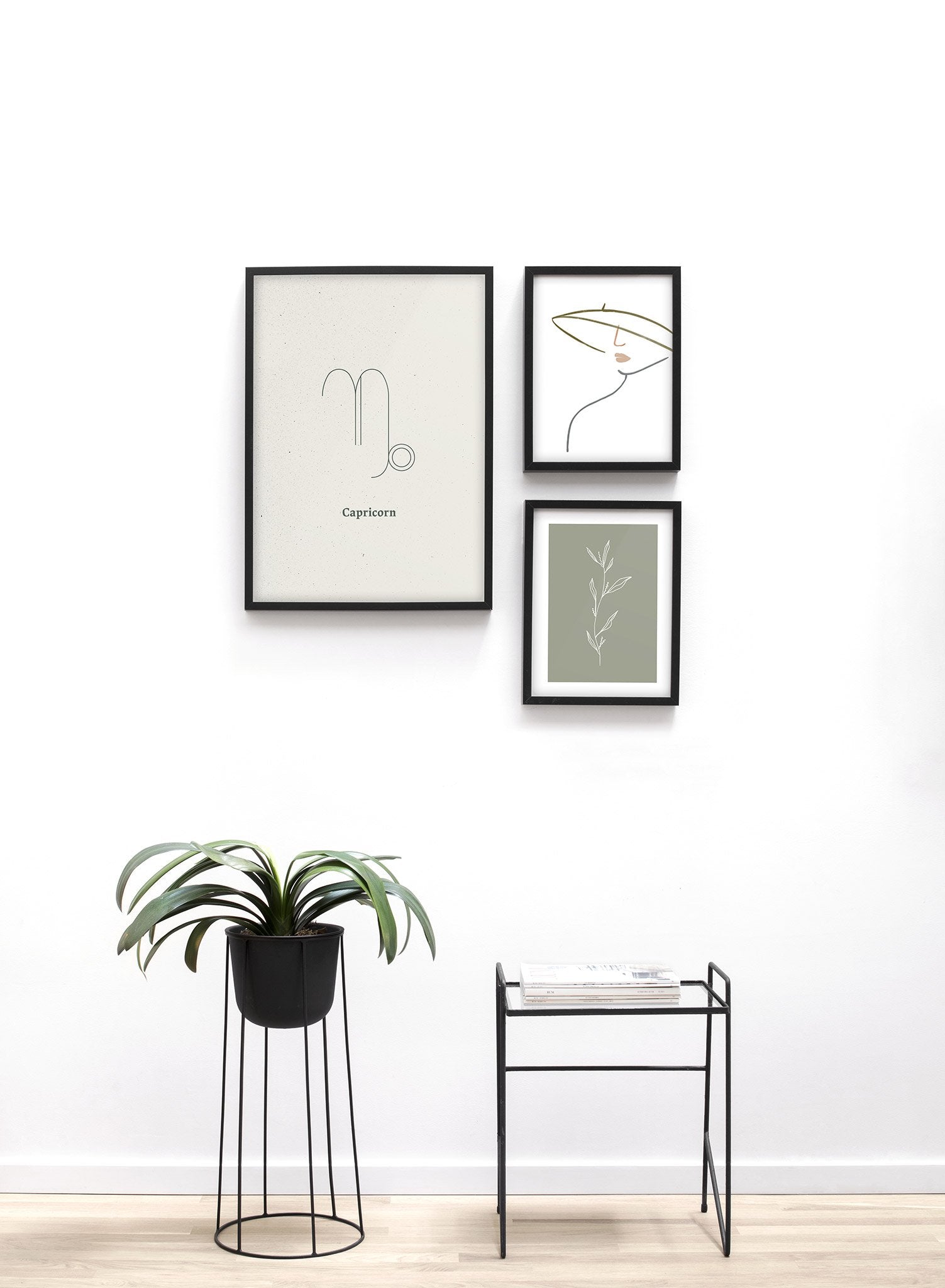 Minimalist celestial illustration poster by Opposite Wall with Capricorn symbol - Lifestyle Trio - Entryway