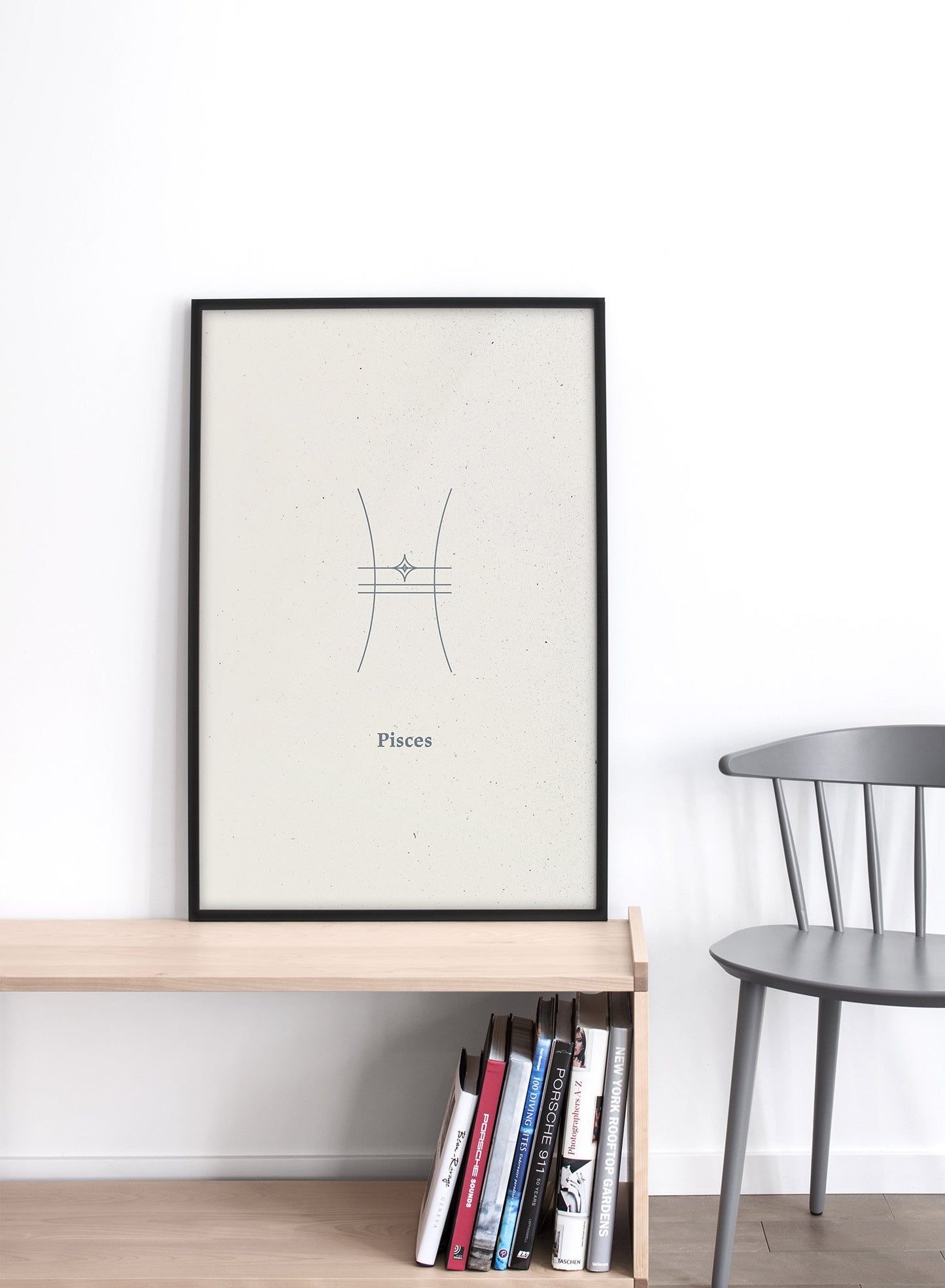 Minimalist celestial illustration poster by Opposite Wall with Pisces symbol - Lifestyle - Living Room