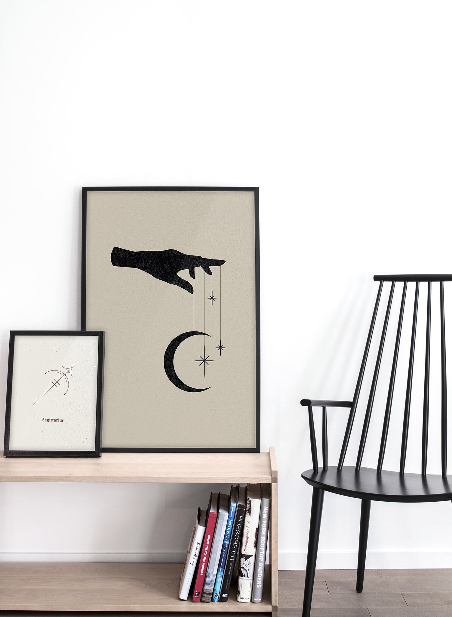Celestial illustration poster by Opposite Wall with moon and star Puppet Strings - Lifestyle Duo - Living Room