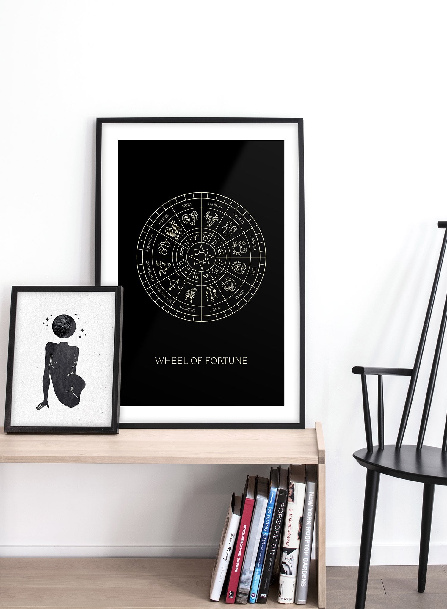 Celestial illustration poster by Opposite Wall with Wheel of Fortune Tarot card - Lifestyle Duo - Living Room