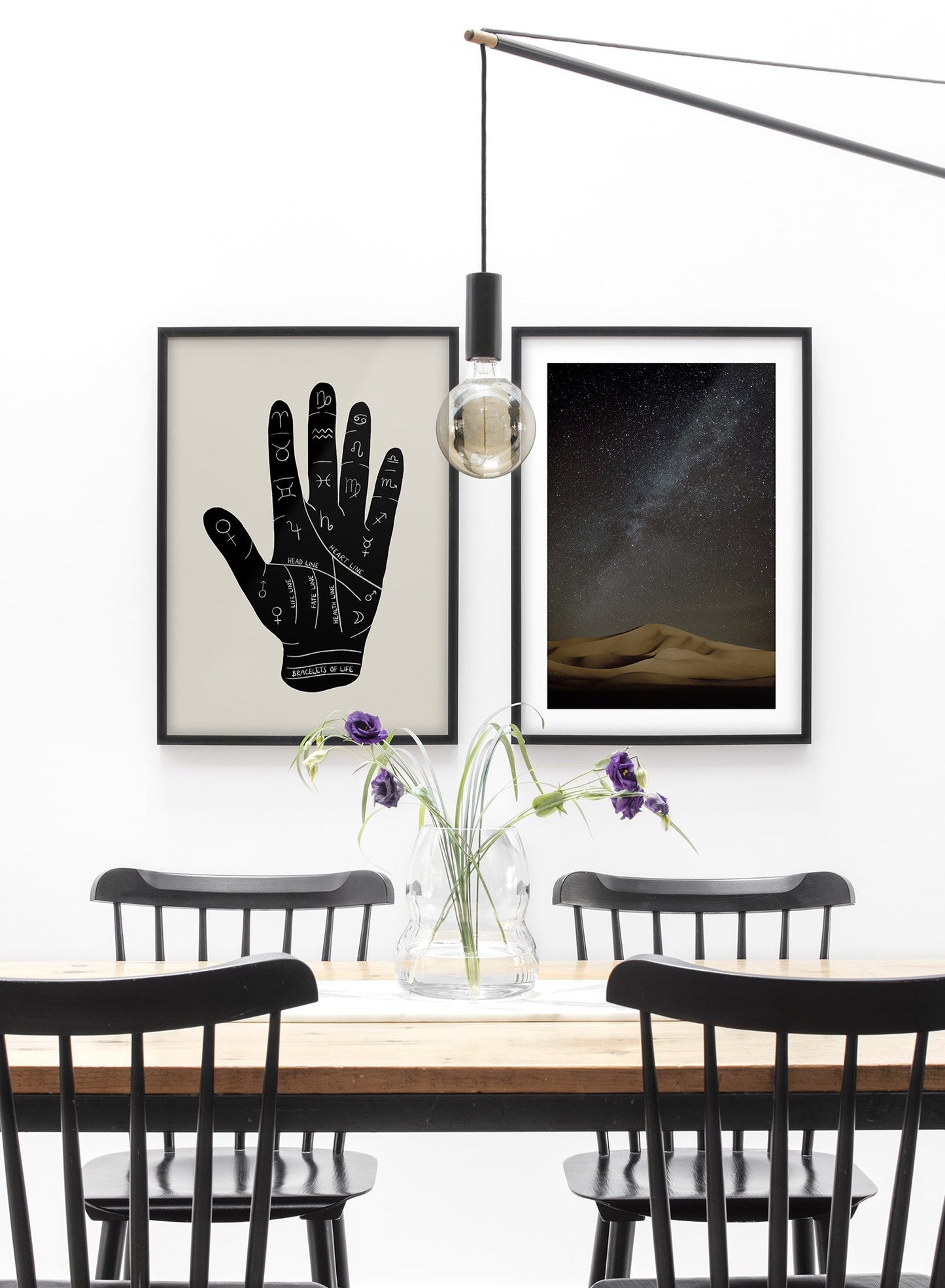 Celestial photography poster by Opposite Wall with galaxy over desert - Lifestyle Duo - Dining Room