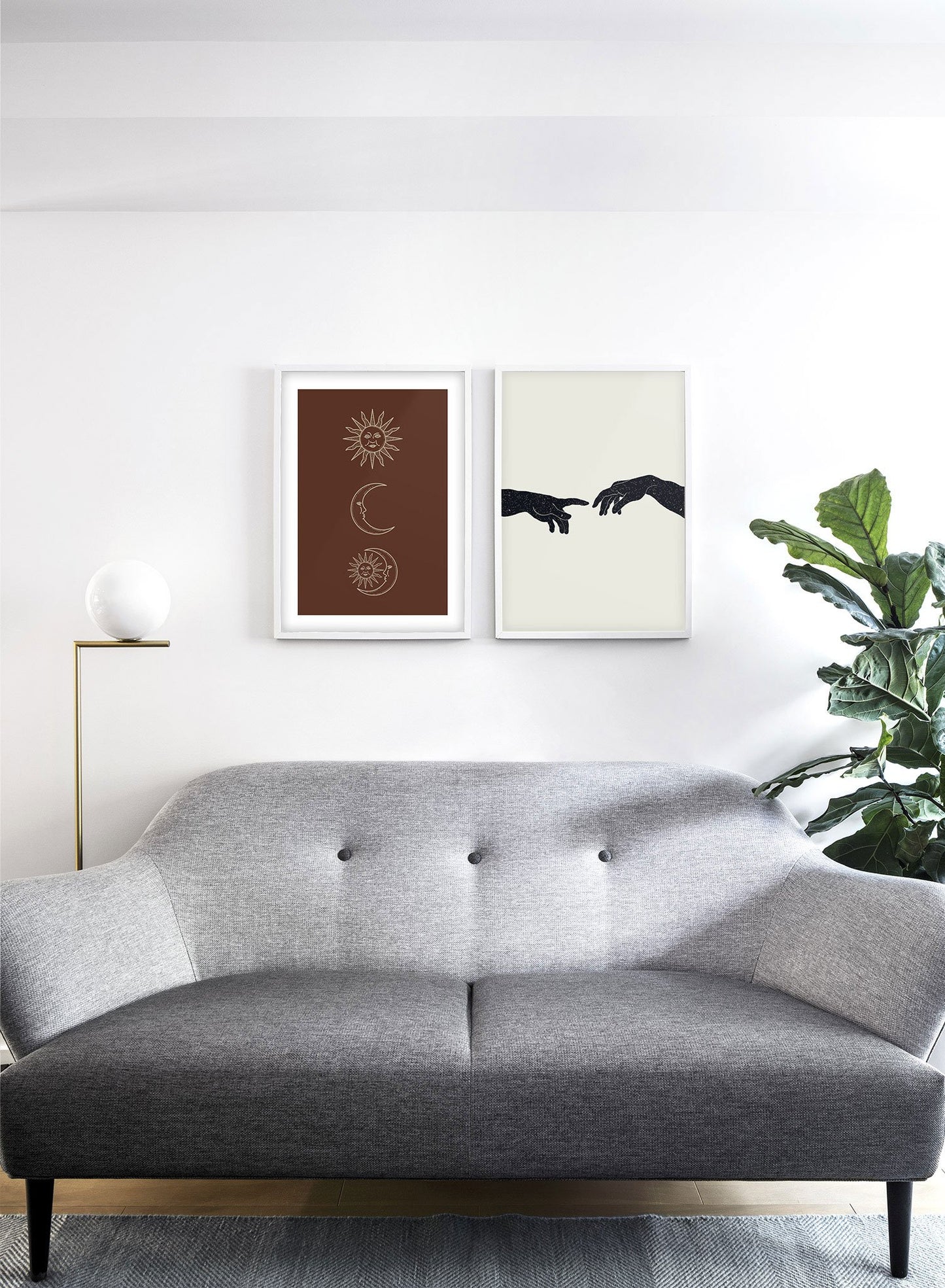 Celestial illustration poster by Opposite Wall with vintage sun and moon - Lifestyle Duo - Living Room