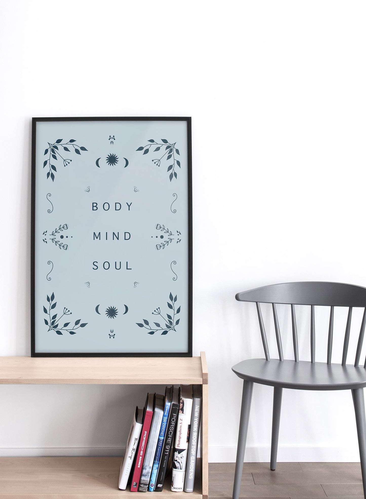 Celestial typography poster by Opposite Wall with quote of Body Mind Soul - Lifestyle - Entryway