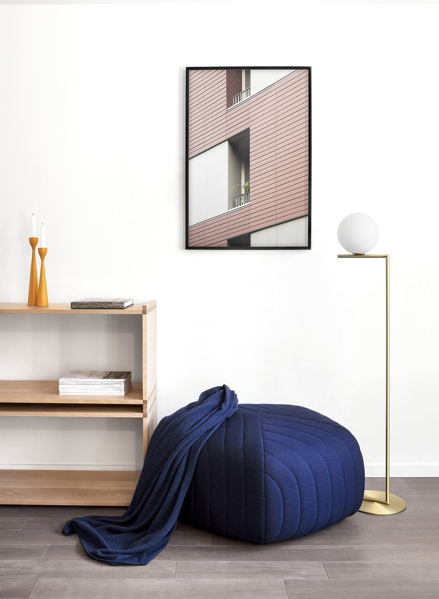 Modern minimalist poster by Opposite Wall with photography of red building balcony - Lifestyle - Living Room