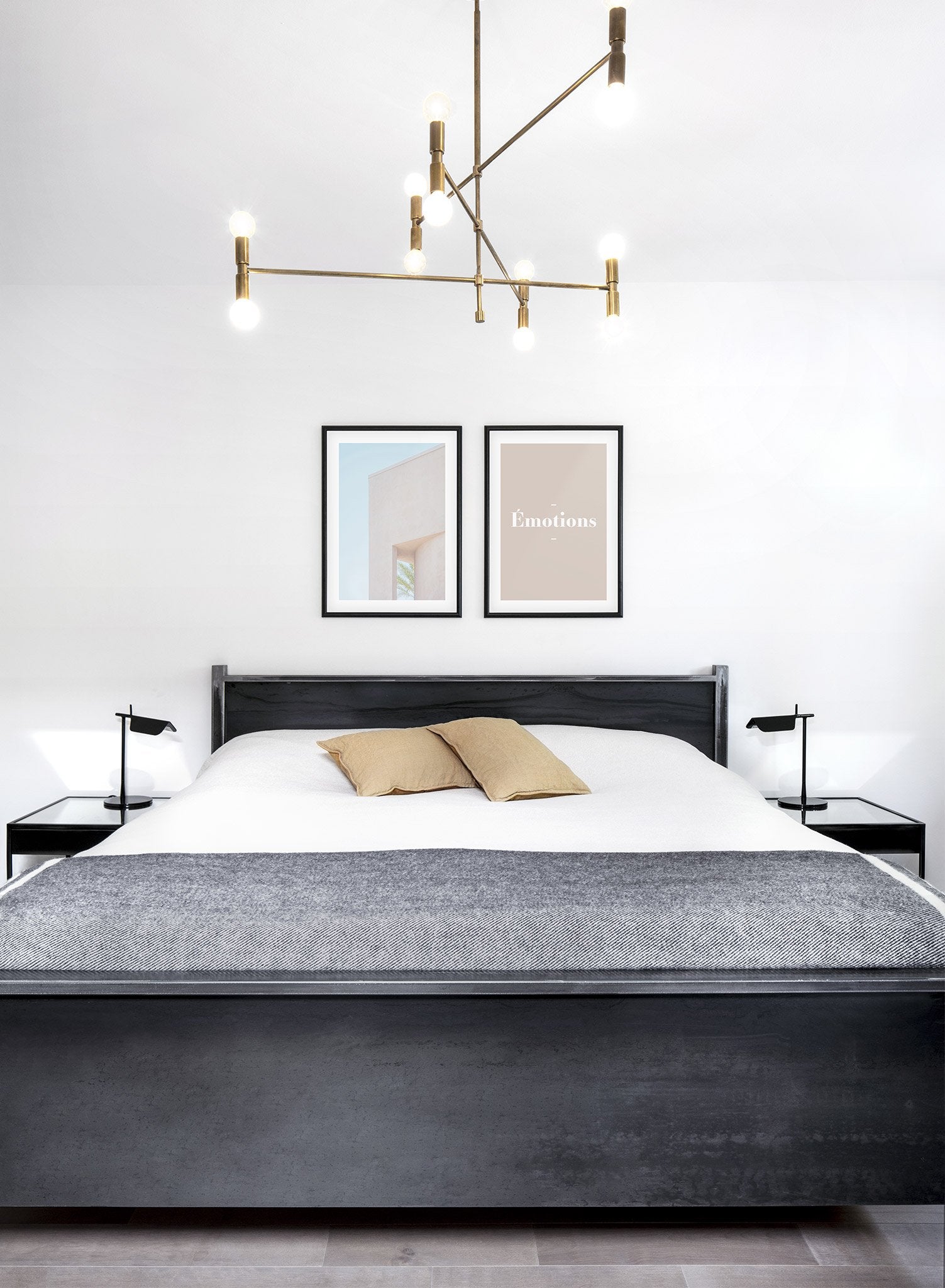 Modern minimalist poster by Opposite Wall with photography of terracotta building corner - Lifestyle Duo - Living Room