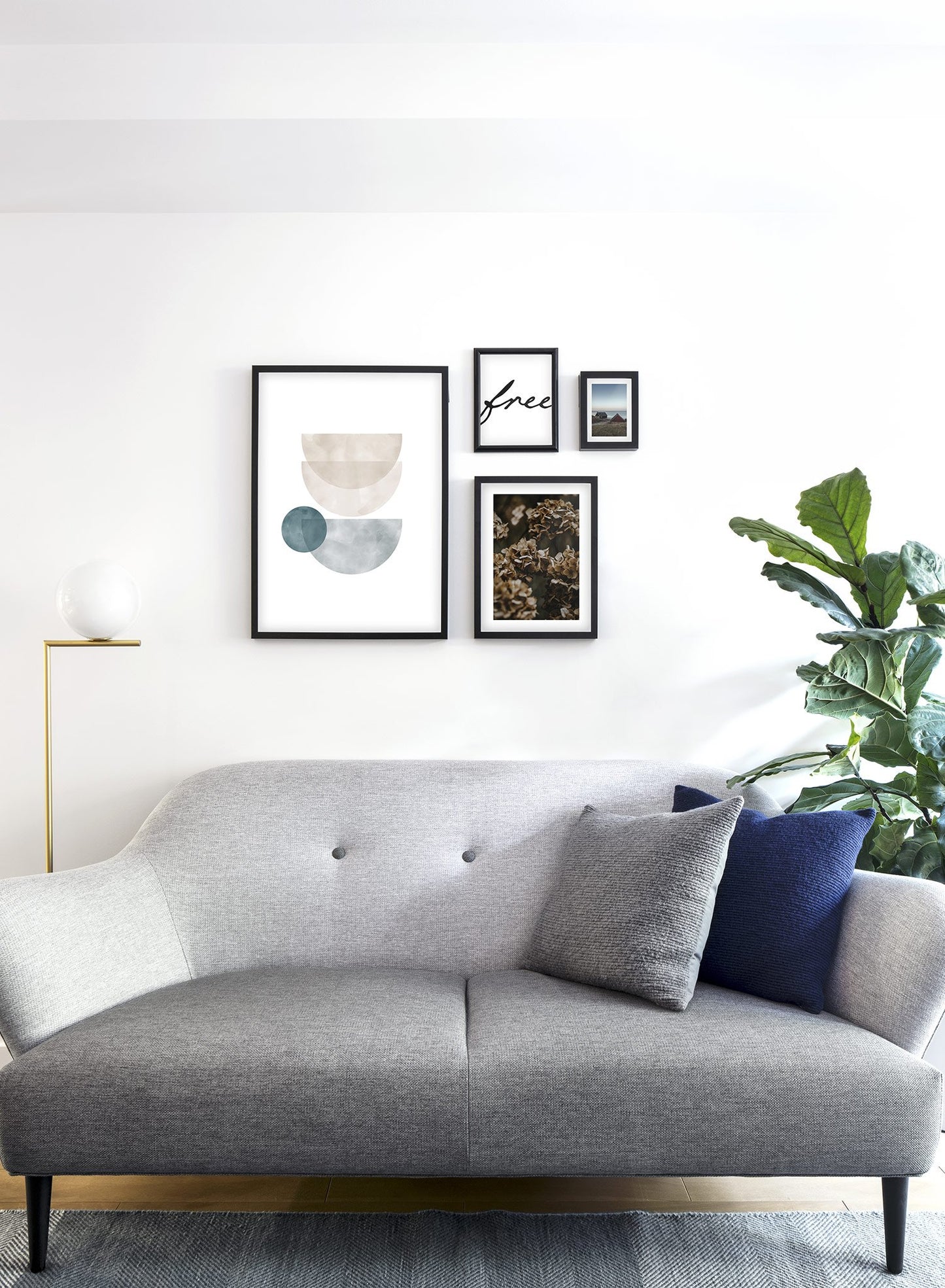 Modern minimalist poster by Opposite Wall with abstract illustration of watercolour bowl shapes - Lifestyle Gallery - Living Room