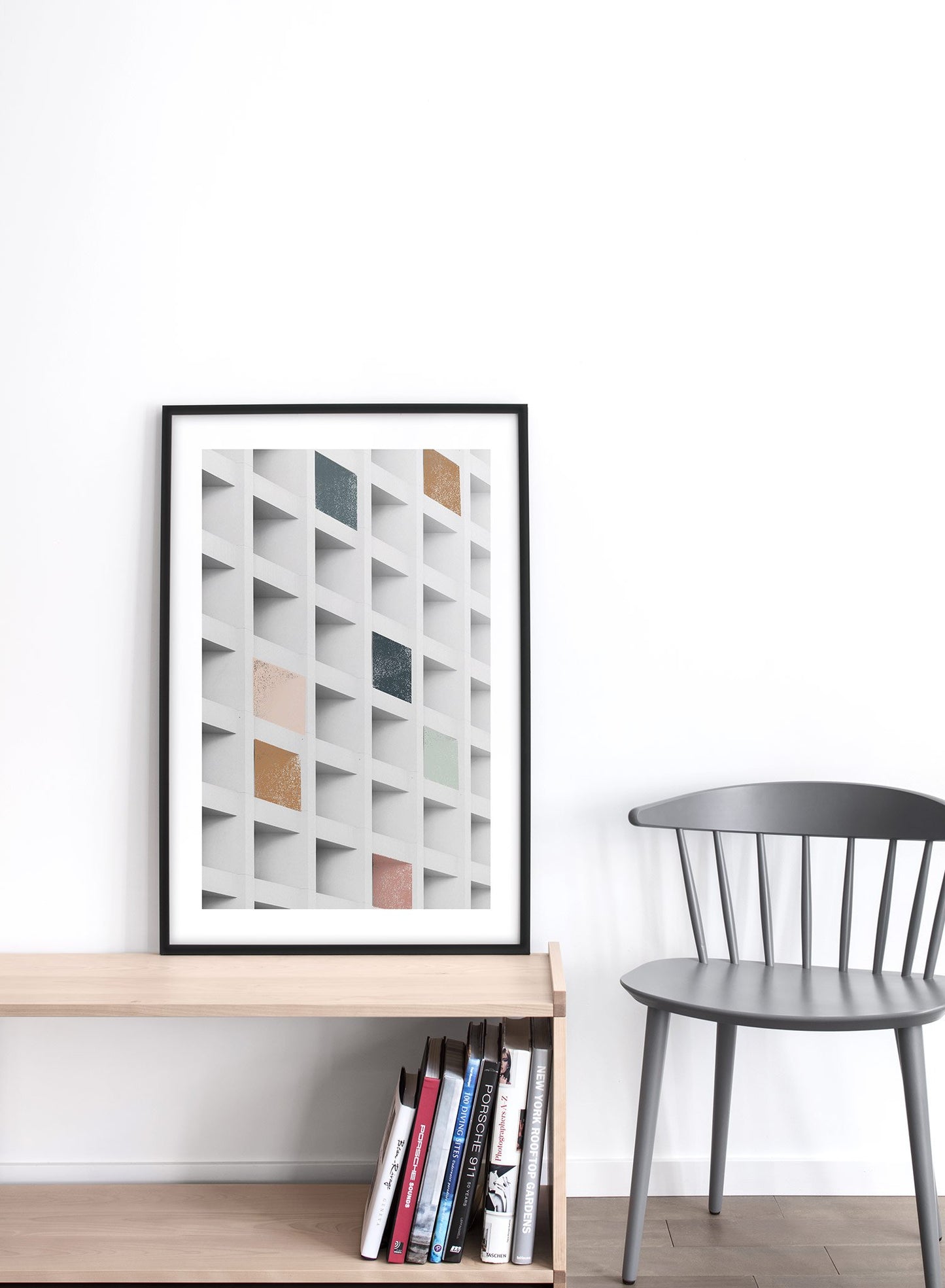 Modern minimalist poster by Opposite Wall with abstract coloured squares - Lifestyle - Living Room