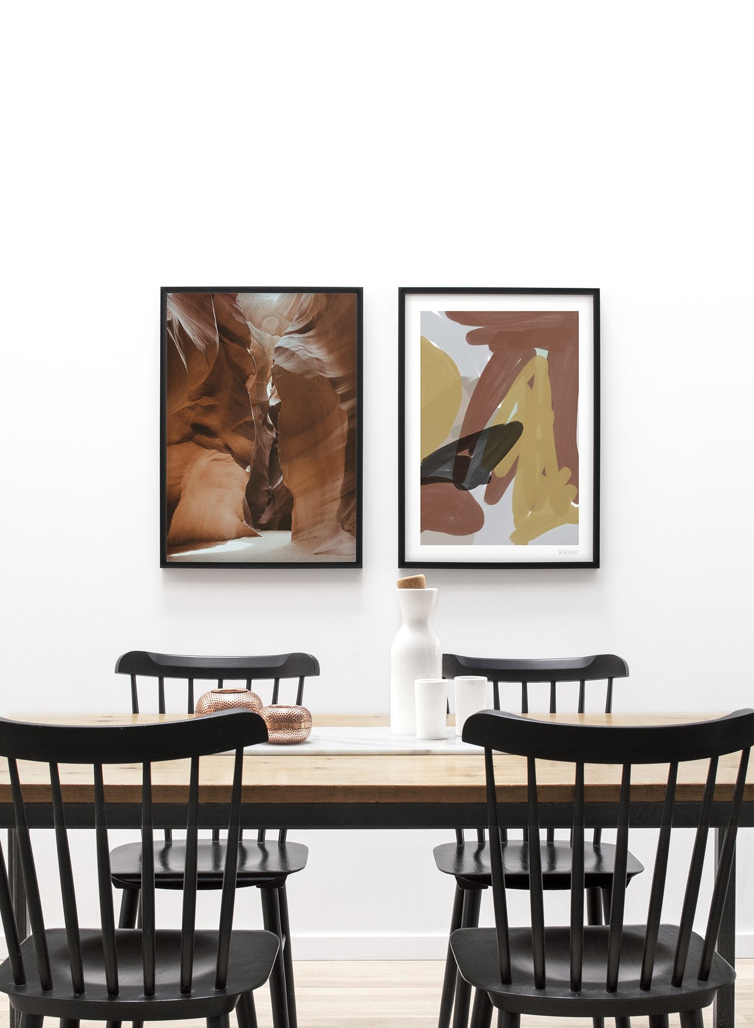 Modern minimalist poster by Opposite Wall with photography of Antelope Canyon in Arizona - Lifestyle Duo - Dining Room