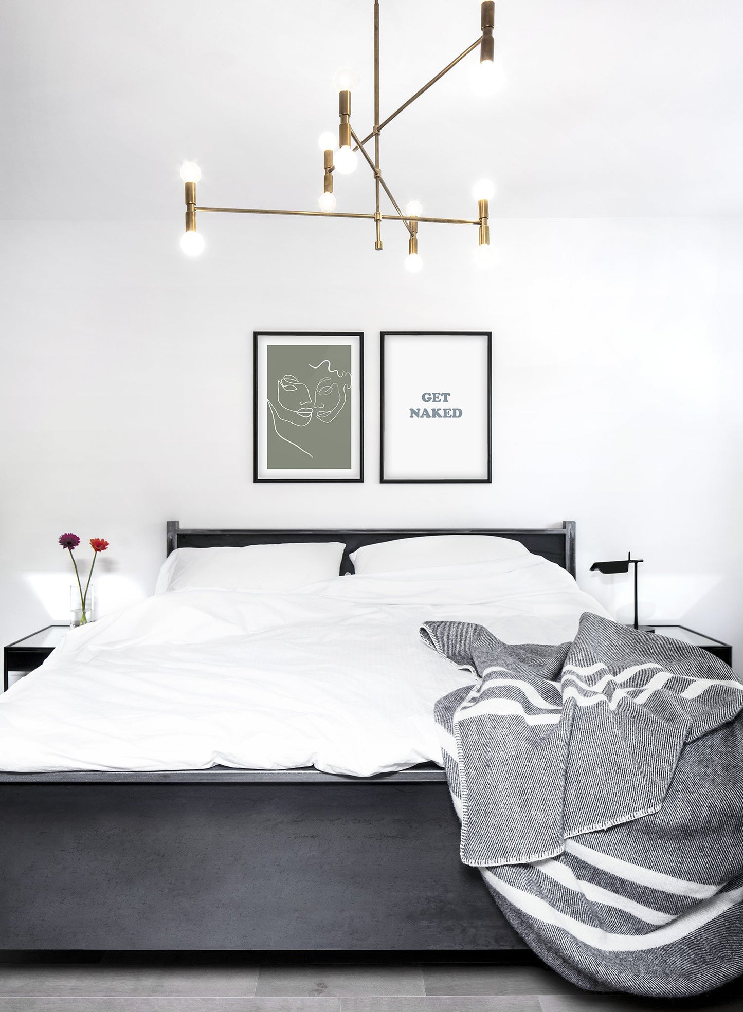 Modern minimalist abstract line art poster with A Perfect Pair design - Lifestyle Duo - Bedroom