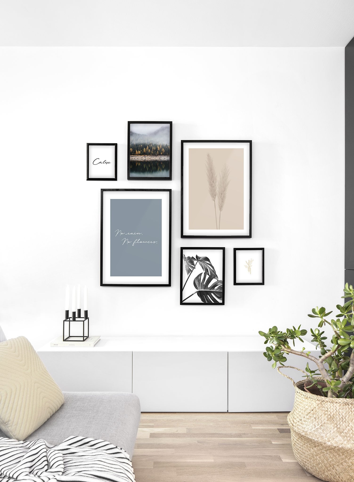 Minimalistic wall poster by Opposite Wall with grasses botanical photography in beige - Lifestyle Gallery - Living Room