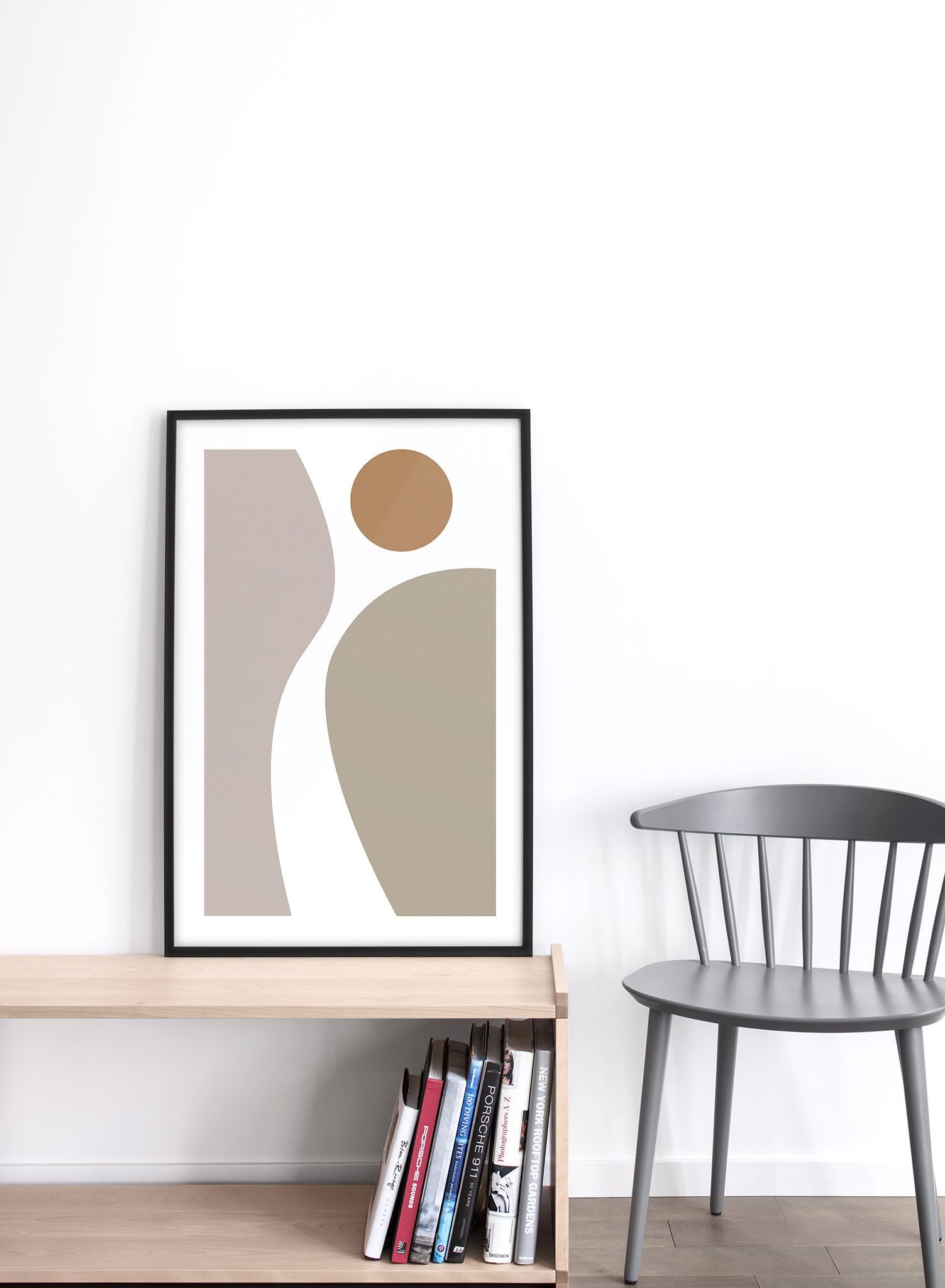Minimalist design poster by Opposite Wall with abstract curved shapes, Movement poster in Beige - Lifestyle - Entryway