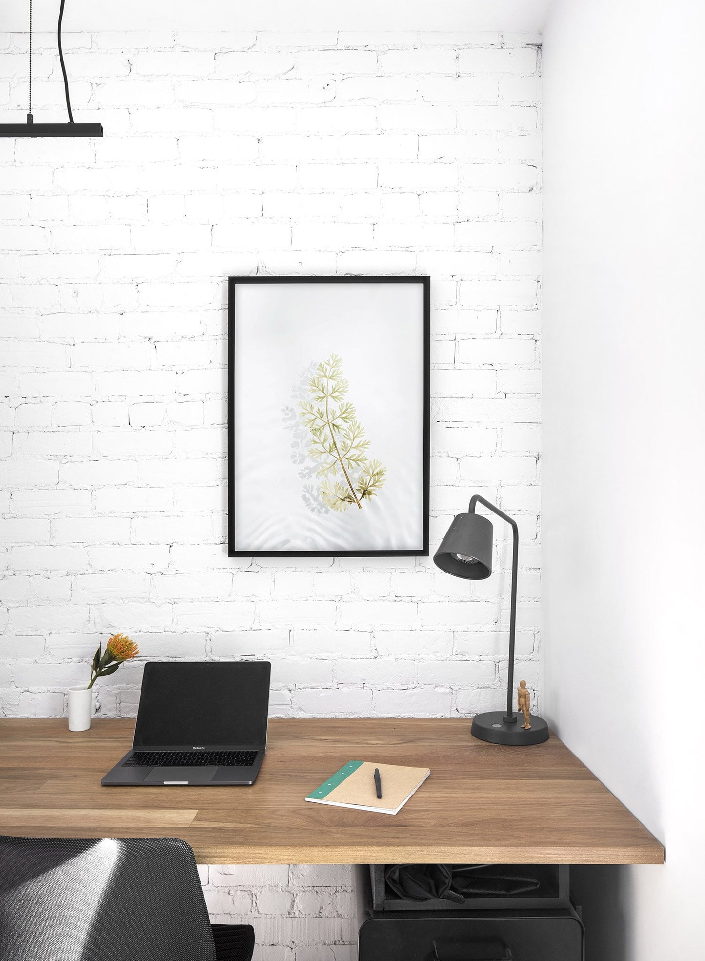 Modern minimalist botanical photography poster by Opposite Wall with floating leaf - Lifestyle - Office Desk