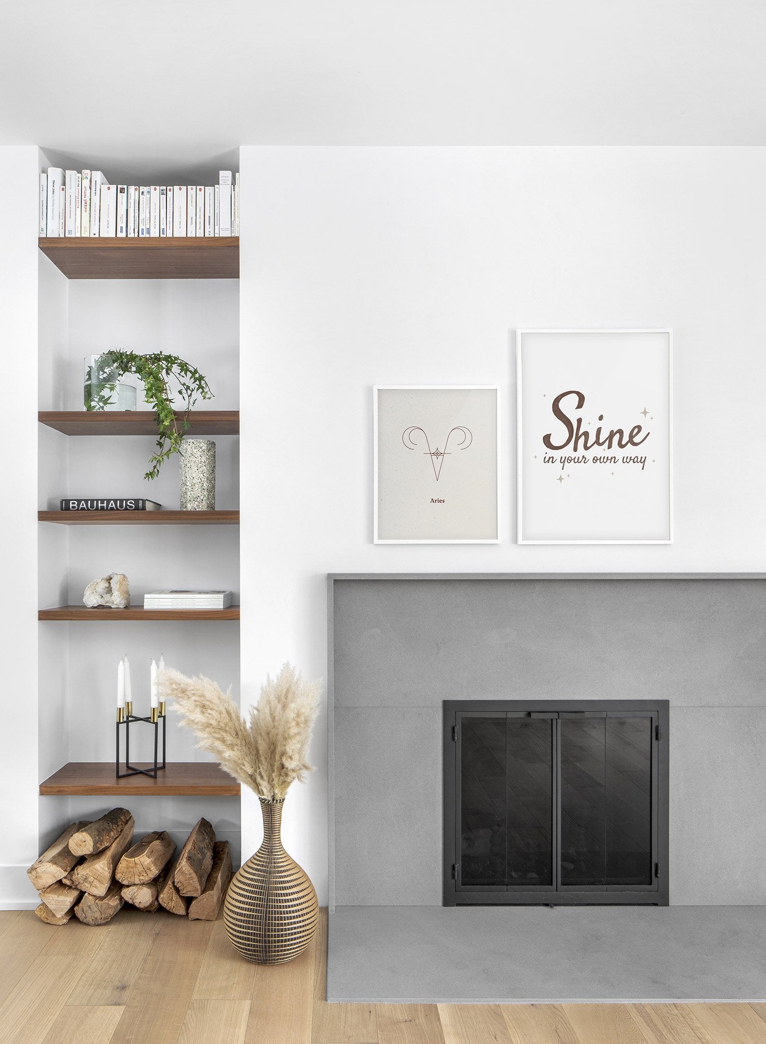 Minimalist celestial illustration poster by Opposite Wall with Aries symbol - Lifestyle Duo - Living Room
