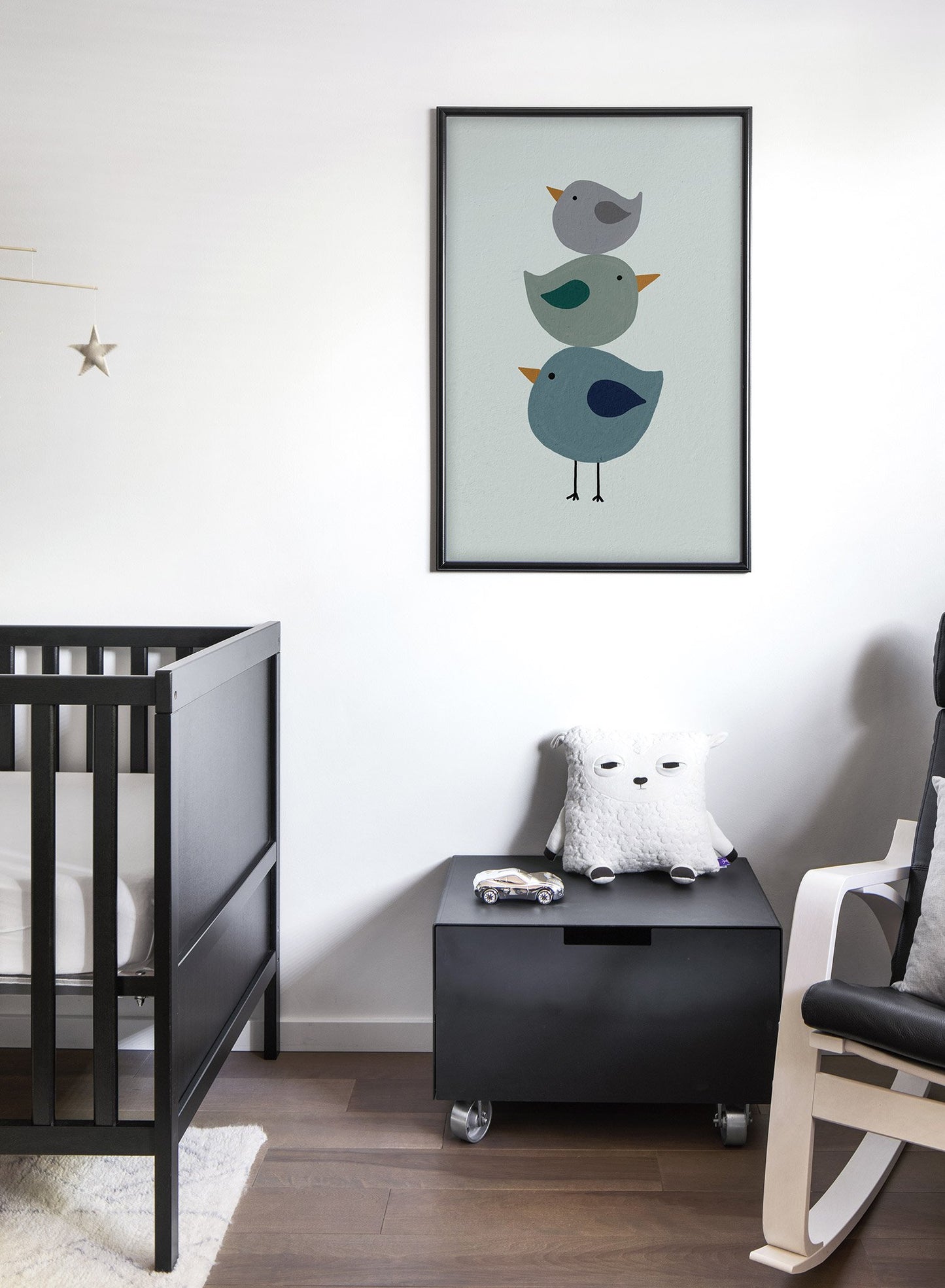 Kids nursery painting poster by Opposite Wall with trio of birds - Lifestyle - Kids Bedroom