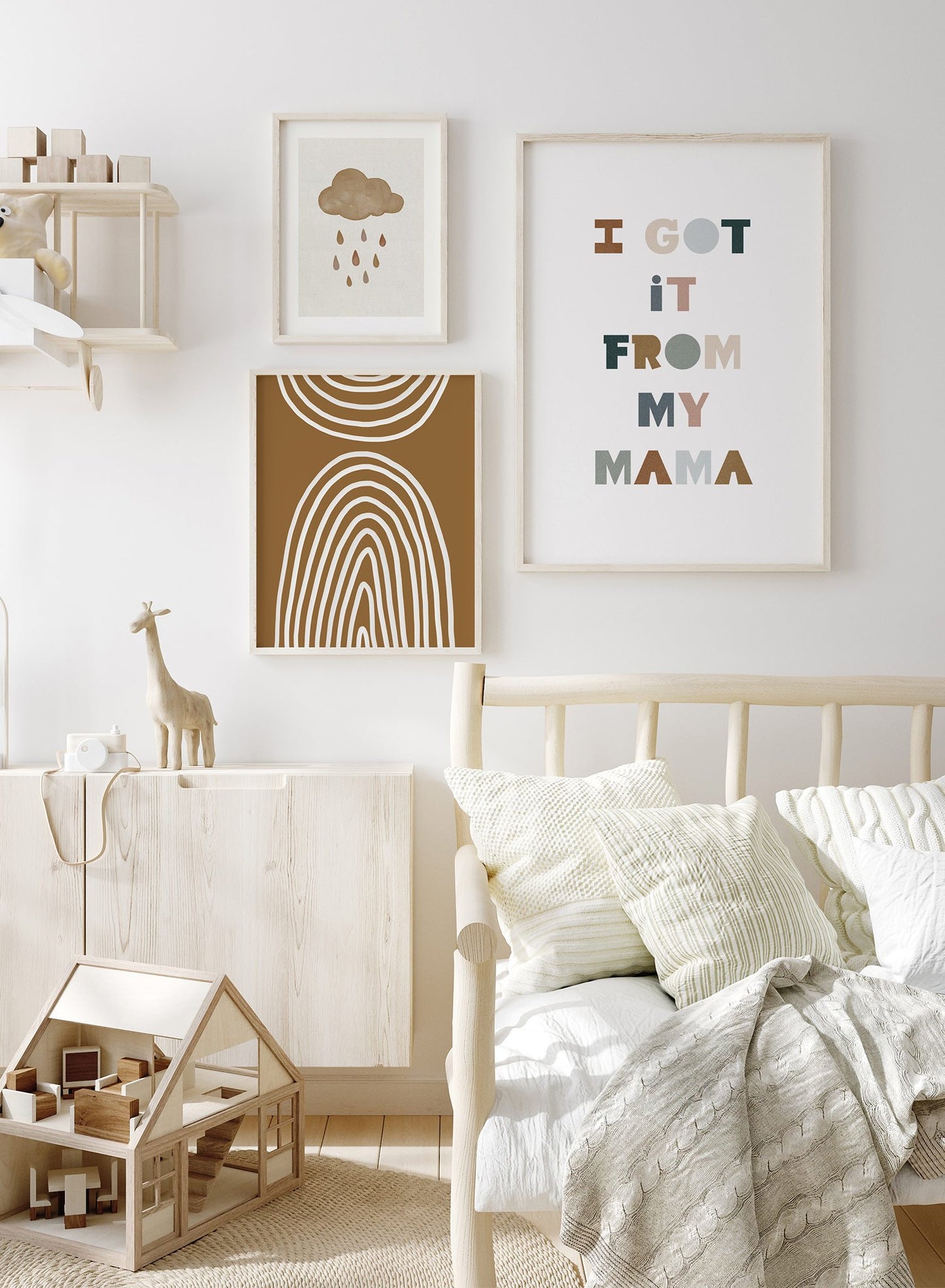 Kids nursery poster by Opposite Wall with quote I Got It From My Mama - Lifestyle Trio - Kids Bedroom