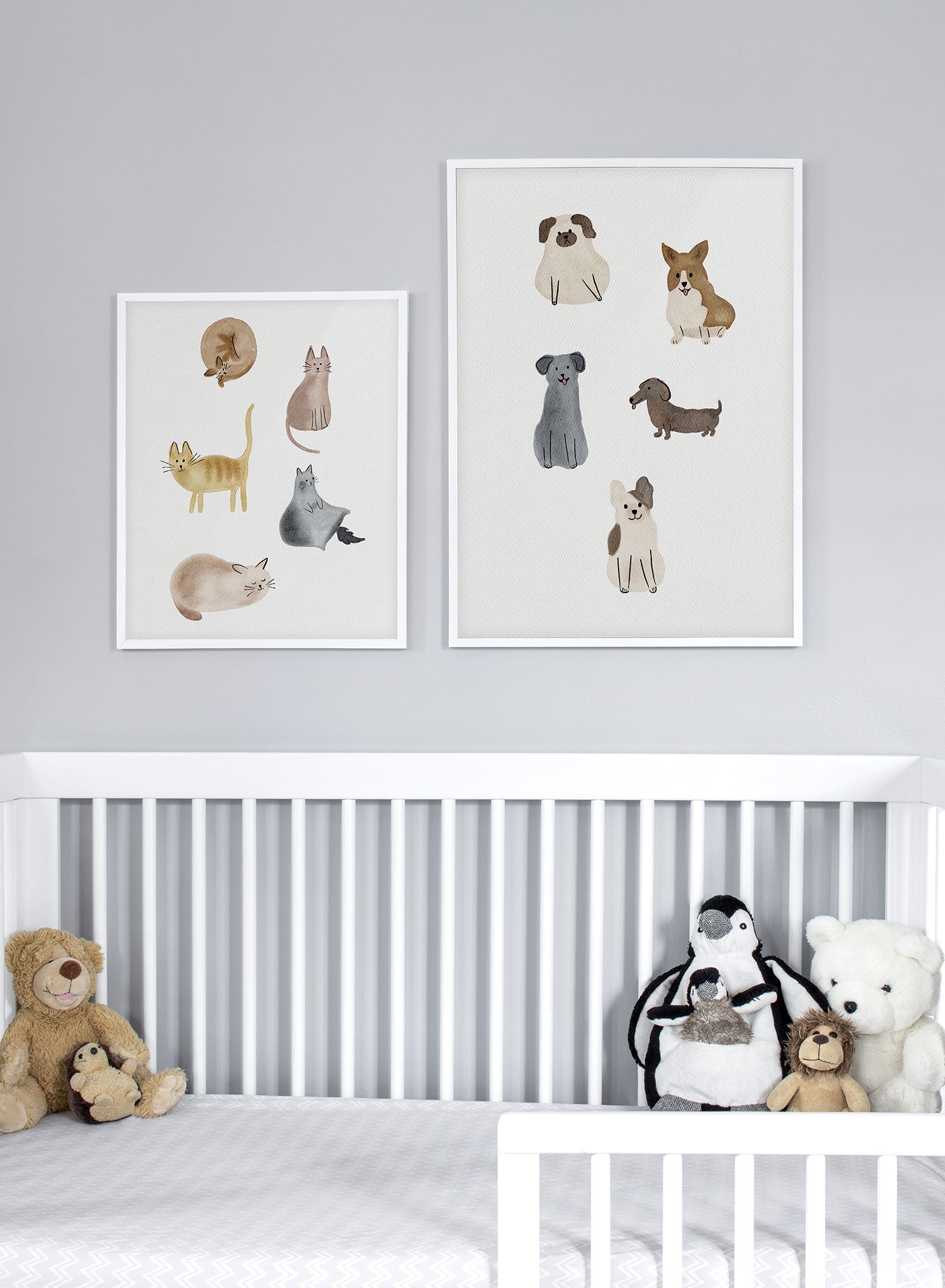 Kids nursery poster by Opposite Wall with watercolour cats illustration - Lifestyle Duo - Kids Nursery