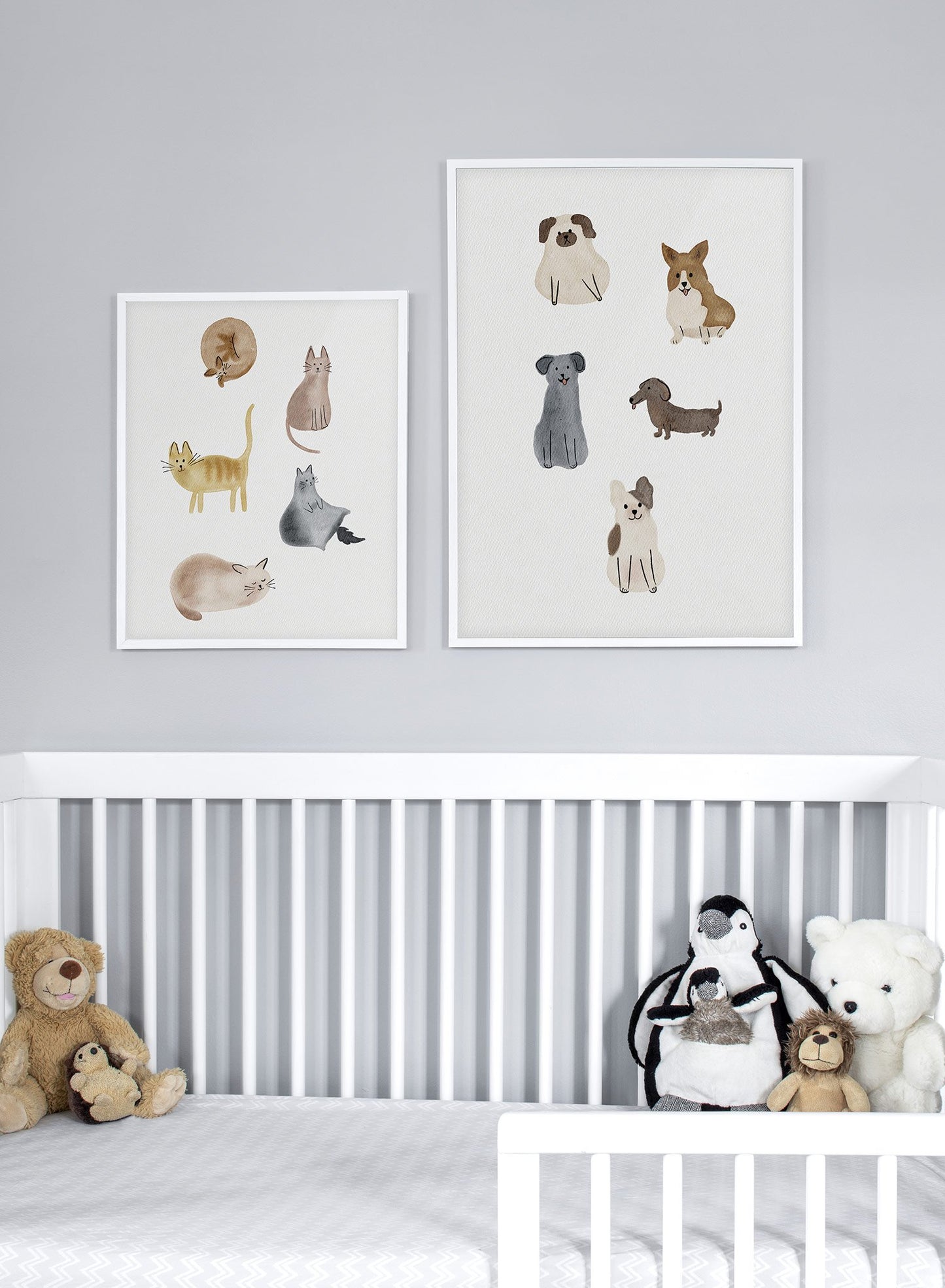 Kids nursery poster by Opposite Wall with watercolour dogs - Lifestyle Gallery Duo - Kids Nursery