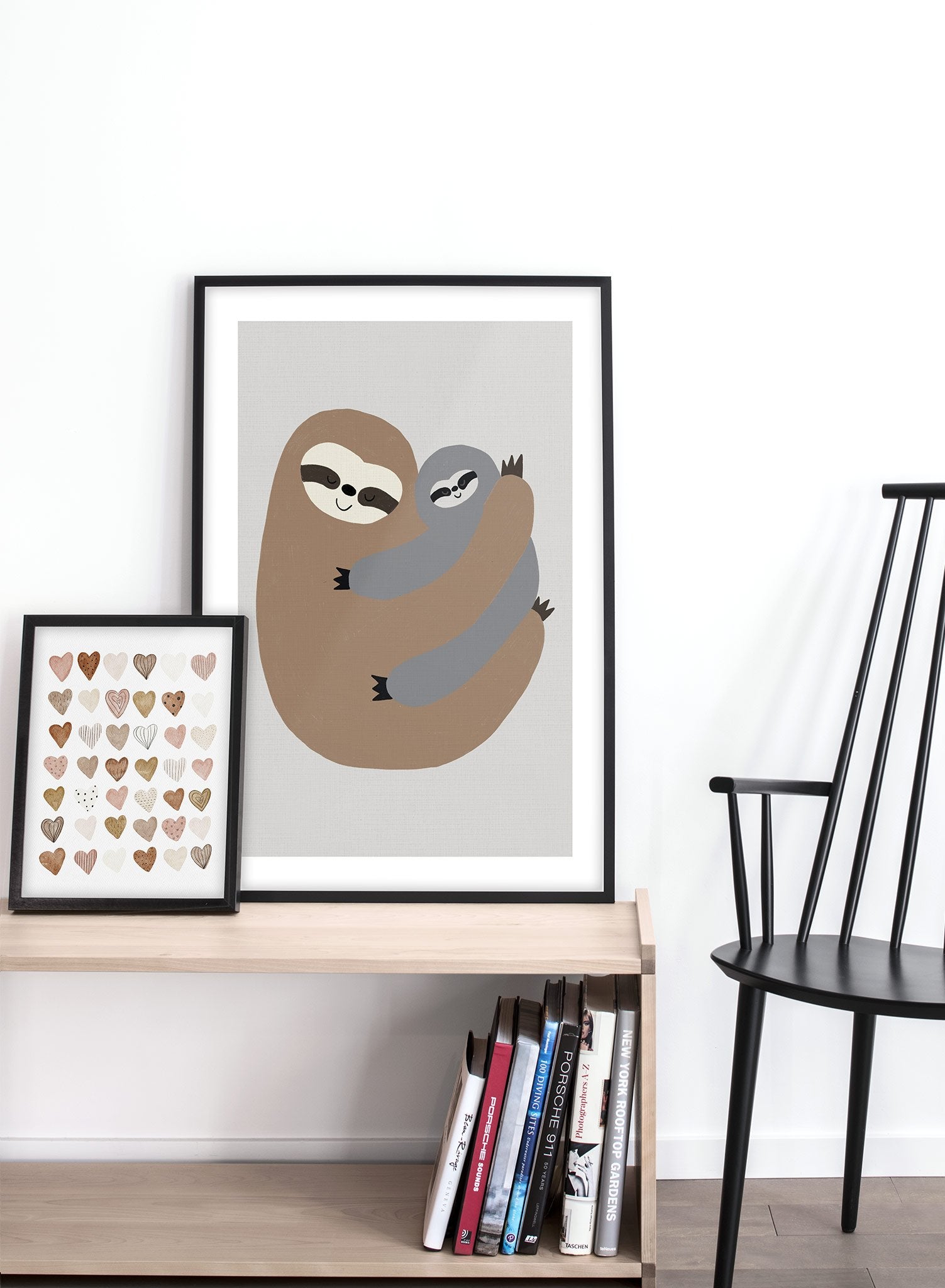 Kids nursery illustration poster by Opposite Wall with sloth hug - Lifestyle Duo - Living Room