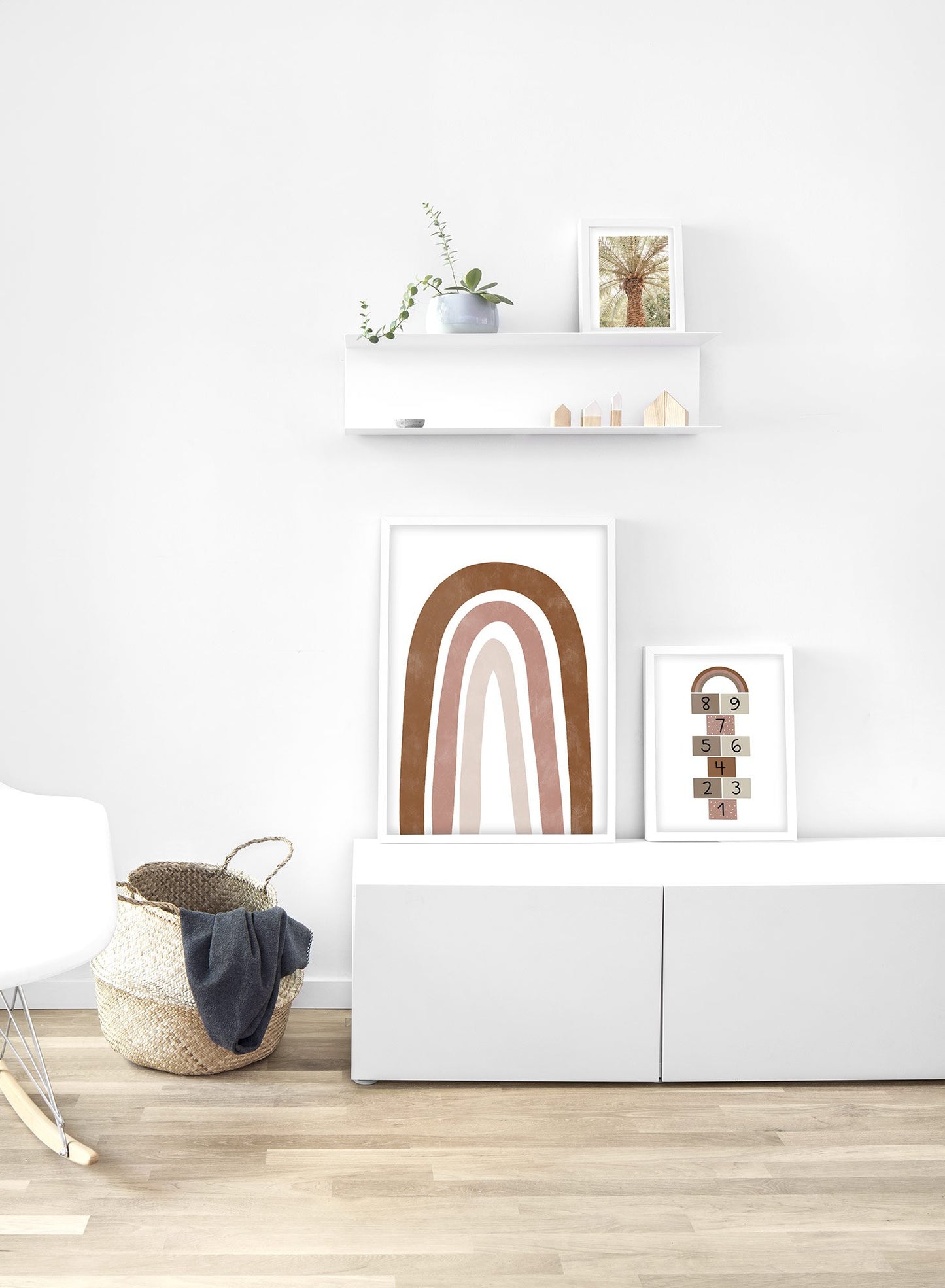 Kids nursery poster by Opposite Wall with pink rainbow arches - Lifestyle Duo - Bedroom