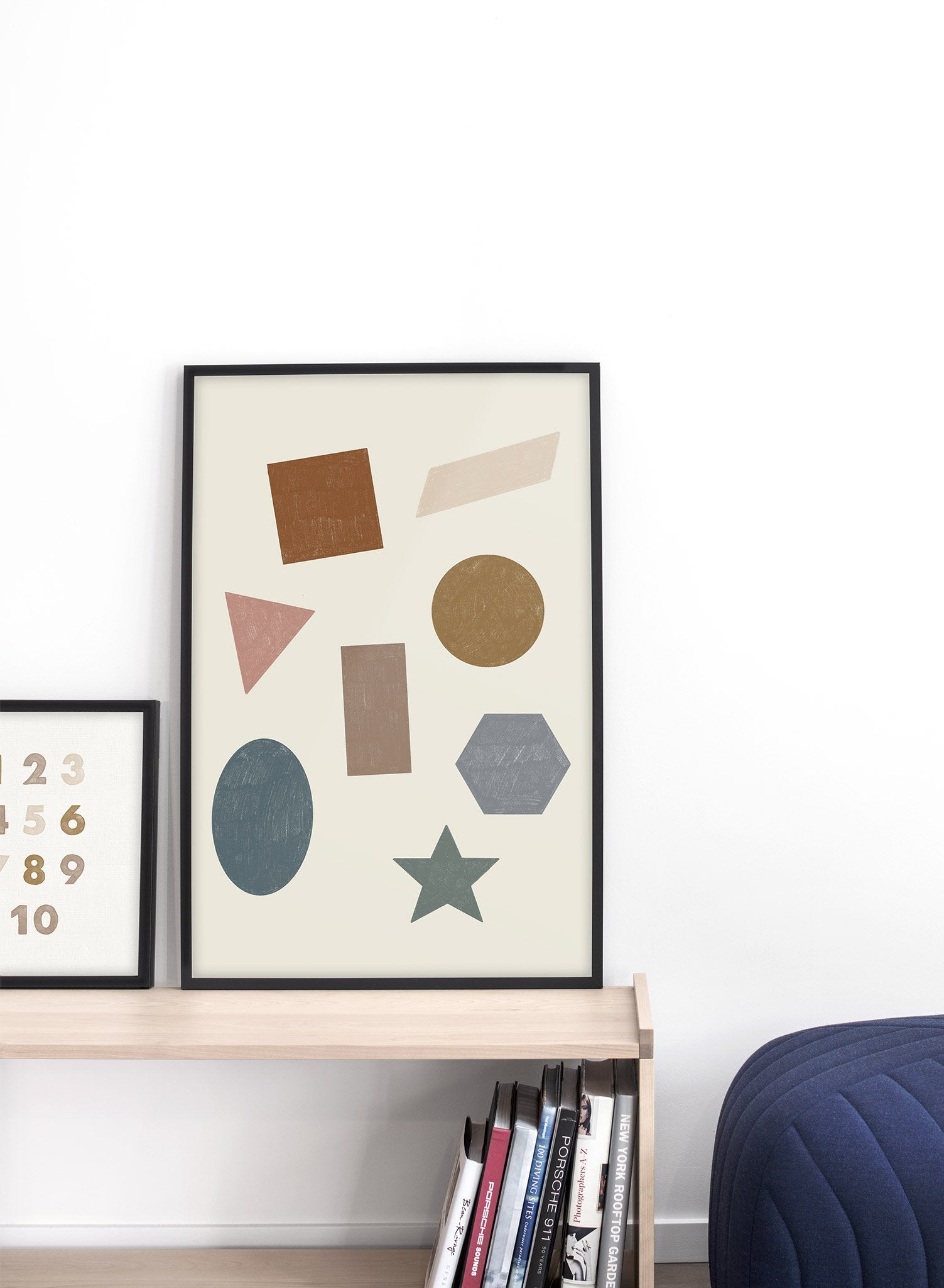Kids nursery poster by Opposite Wall with drawings of shapes - Lifestyle Duo - Living Room