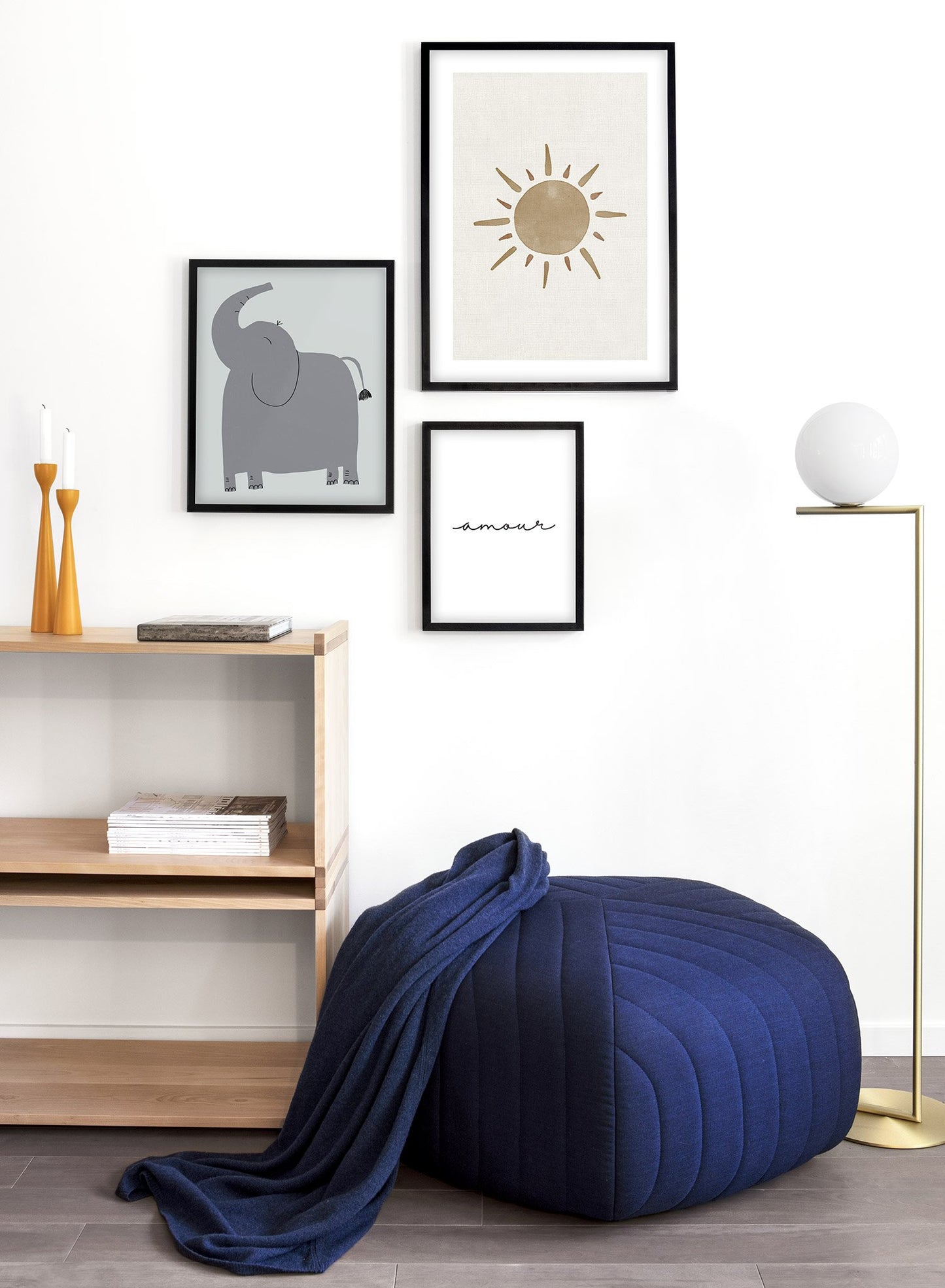 Kids nursery illustration poster by Opposite Wall with Elephant - Lifestyle Trio - Living Room