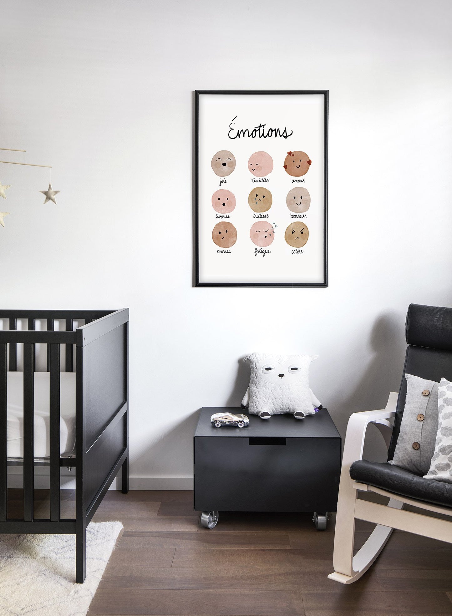 Kids nursery poster by Opposite Wall with facial emotions watercolours in French - Lifestyle - Kids Bedroom