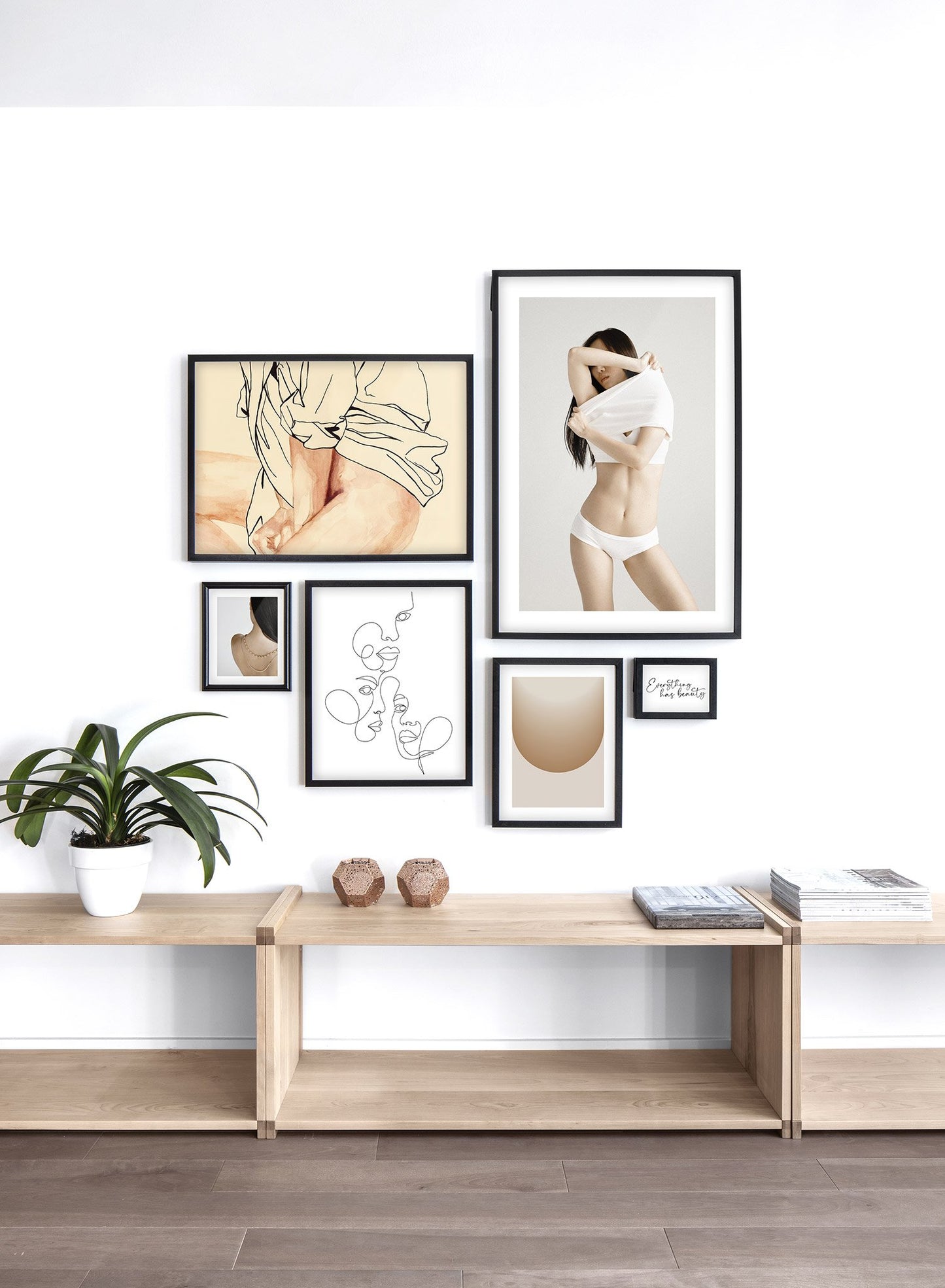 Fashion illustration poster by Opposite Wall with woman in loose shirt - Lifestyle Gallery - Living Room