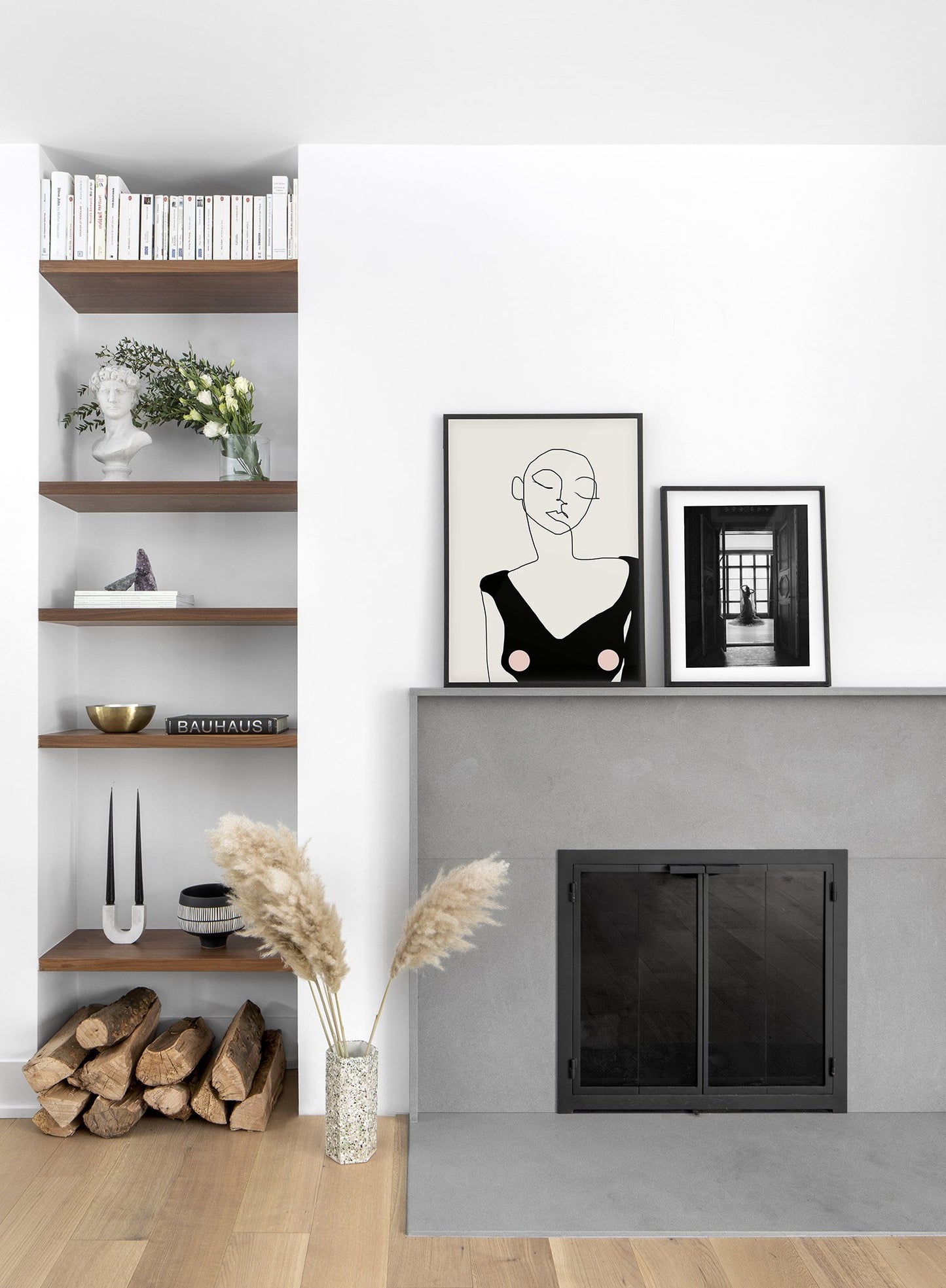 Fashion illustration poster by Opposite Wall with abstract woman line art - Lifestyle Duo - Living Room