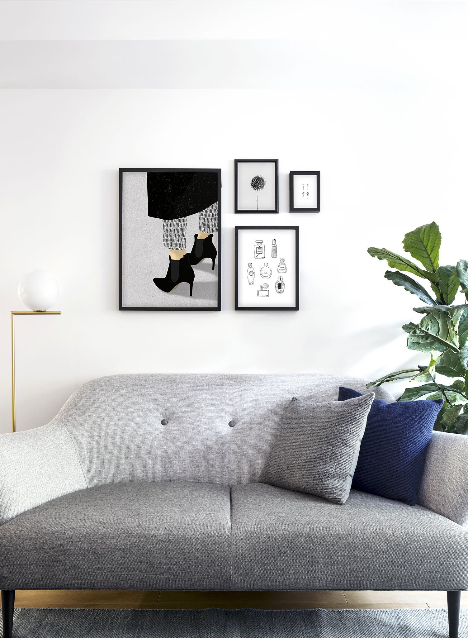 Fashion illustration poster by Opposite Wall with group of perfume bottles - Lifestyle Gallery - Living Room