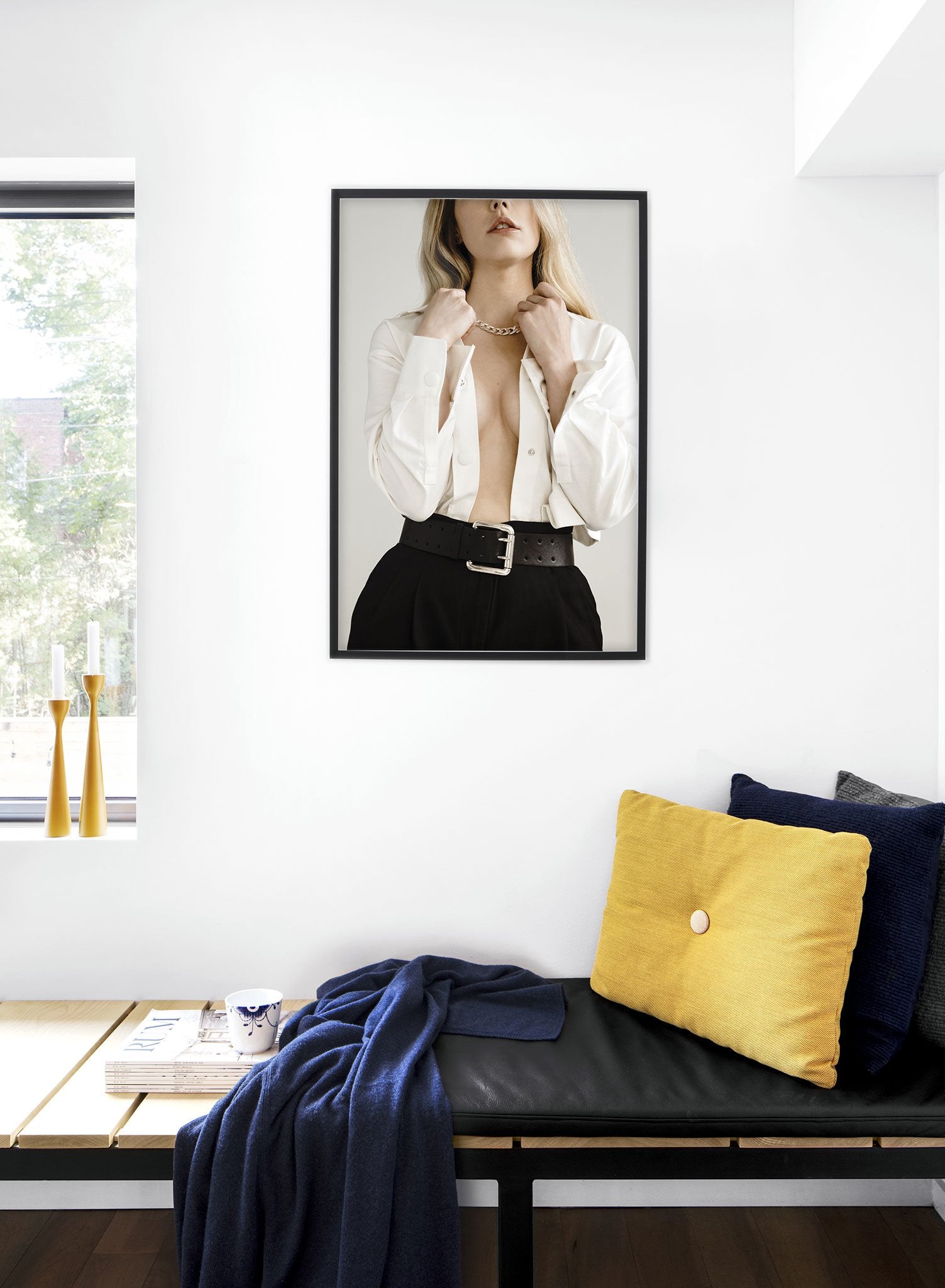 Fashion photography poster by Opposite Wall with woman in business clothing - Lifestyle - Bedroom