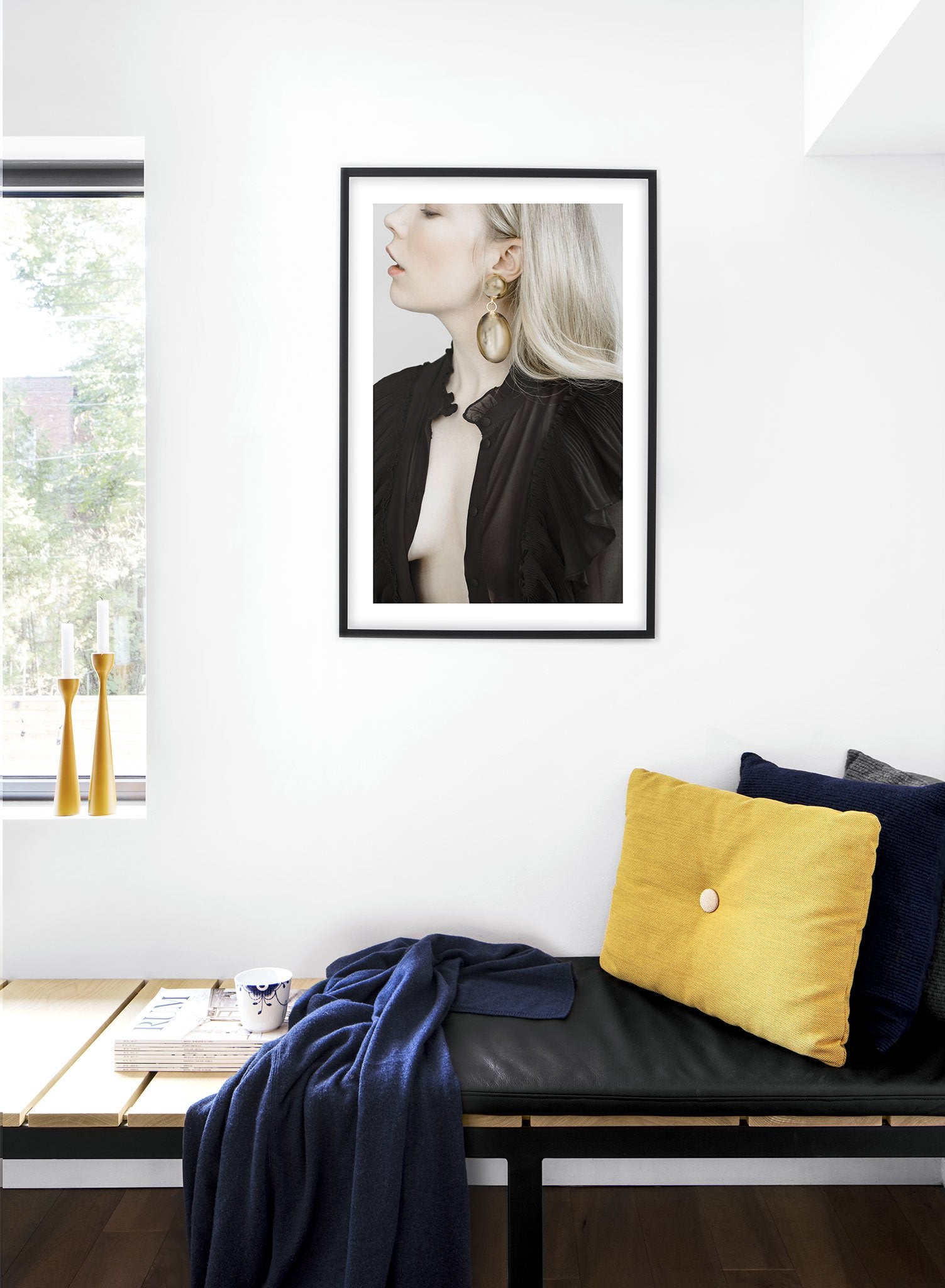 Fashion photography poster by Opposite Wall with woman wearing gold earring - Lifestyle - Bedroom