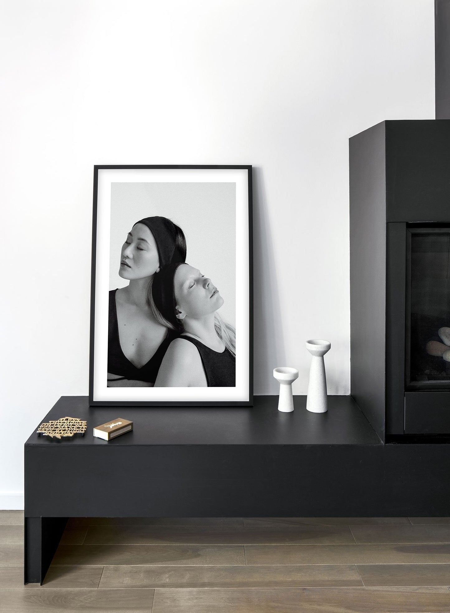 Black and white fashion photography poster by Opposite Wall with woman leaning on each other - Lifestyle - Living Room