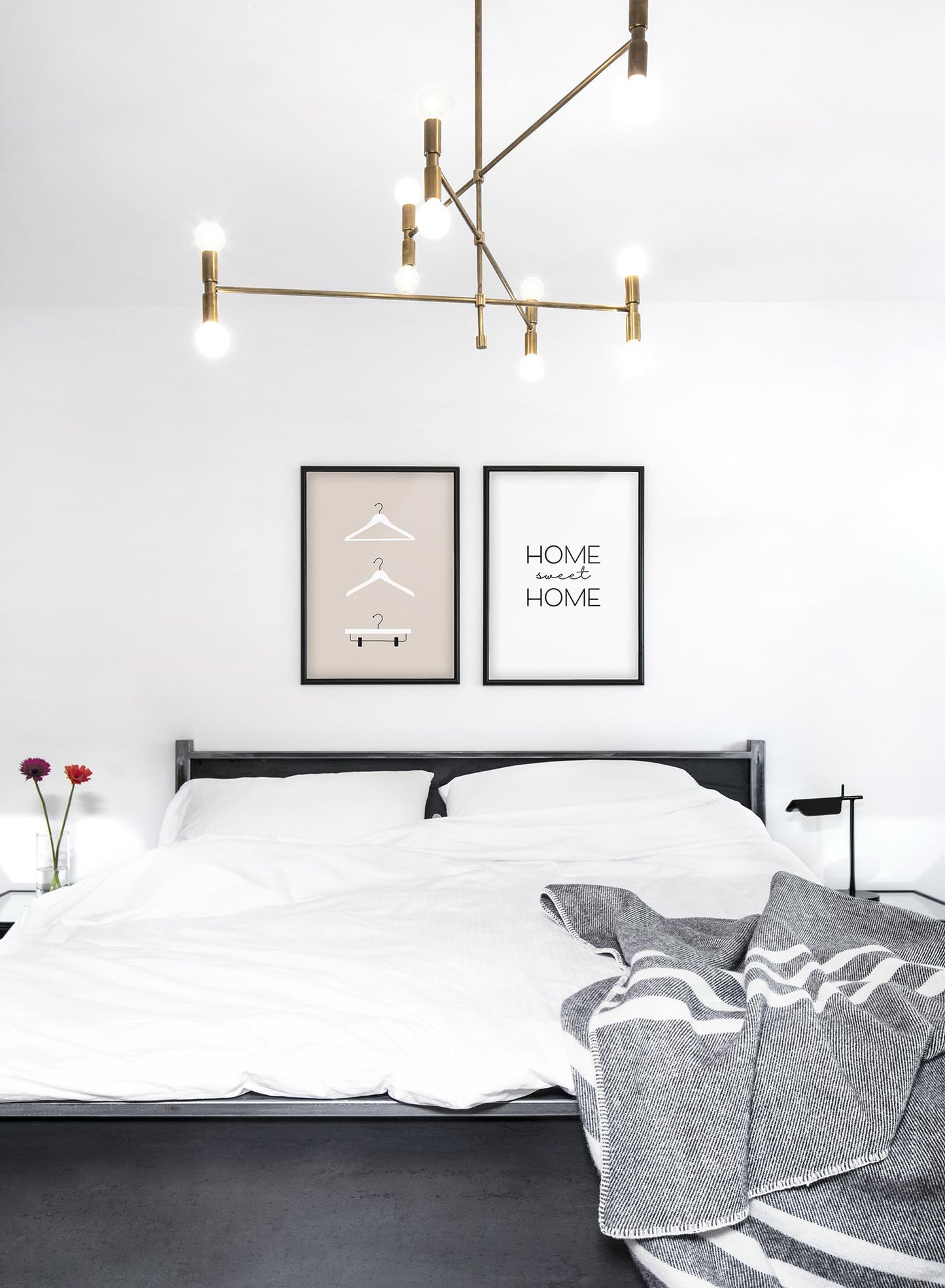 Fashion illustration poster by Opposite Wall with trio of clothes hangers - Lifestyle Duo - Bedroom
