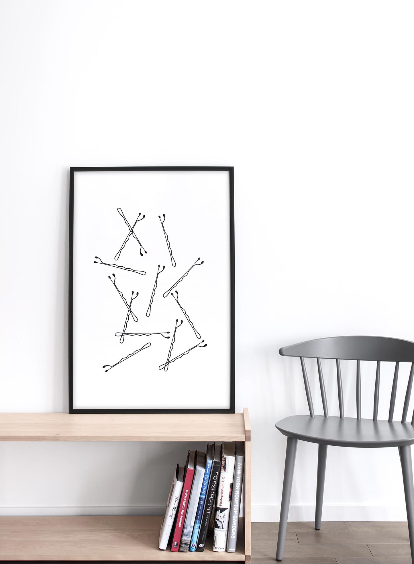 Fashion illustration poster by Opposite Wall with bobby pins - Lifestyle - Living Room