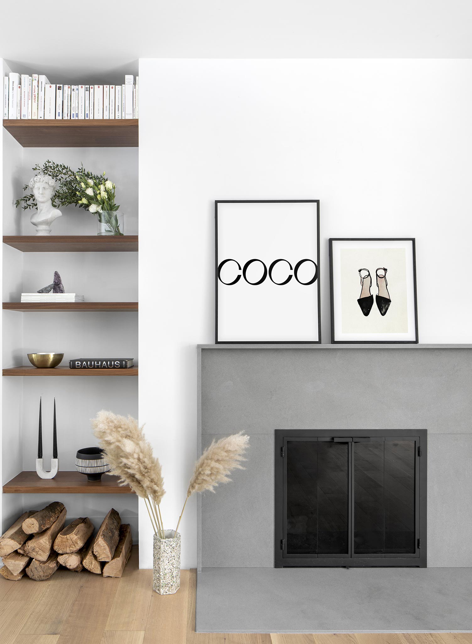 Typography poster by Opposite Wall with quote "coco" for Coco Chanel - Lifestyle Duo - Living Room