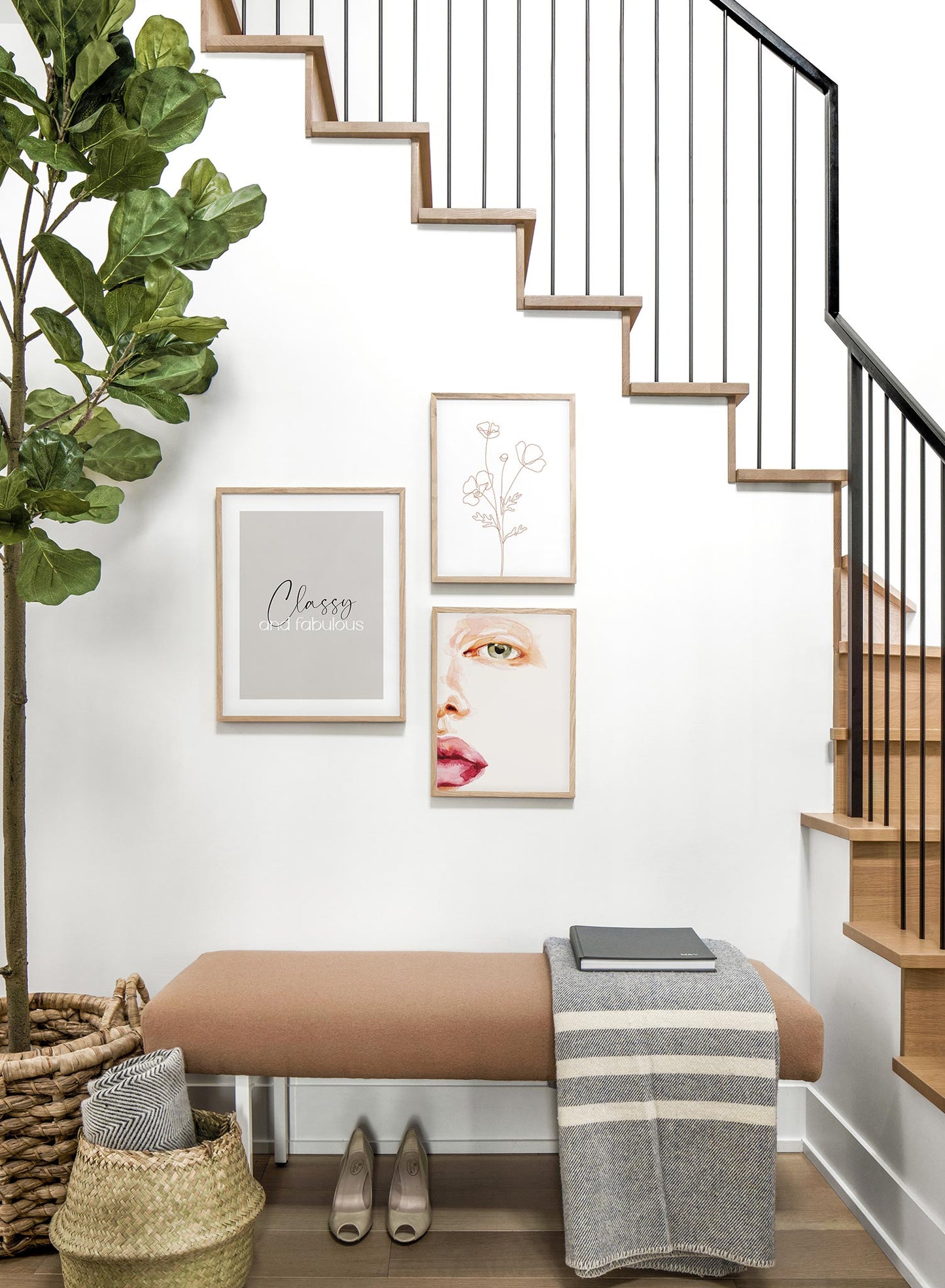 Typography poster by Opposite Wall with quote "Classy and fabulous" - Lifestyle Trio - Entryway