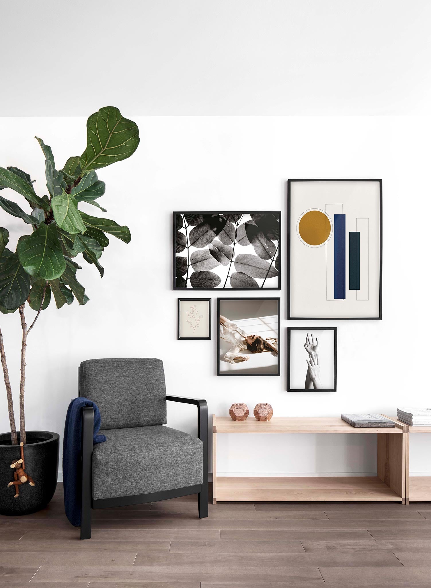 Modern abstract poster by Opposite Wall with mid-century modern geometric shapes by Toffie Affichiste - Lifestyle Gallery - Living Room